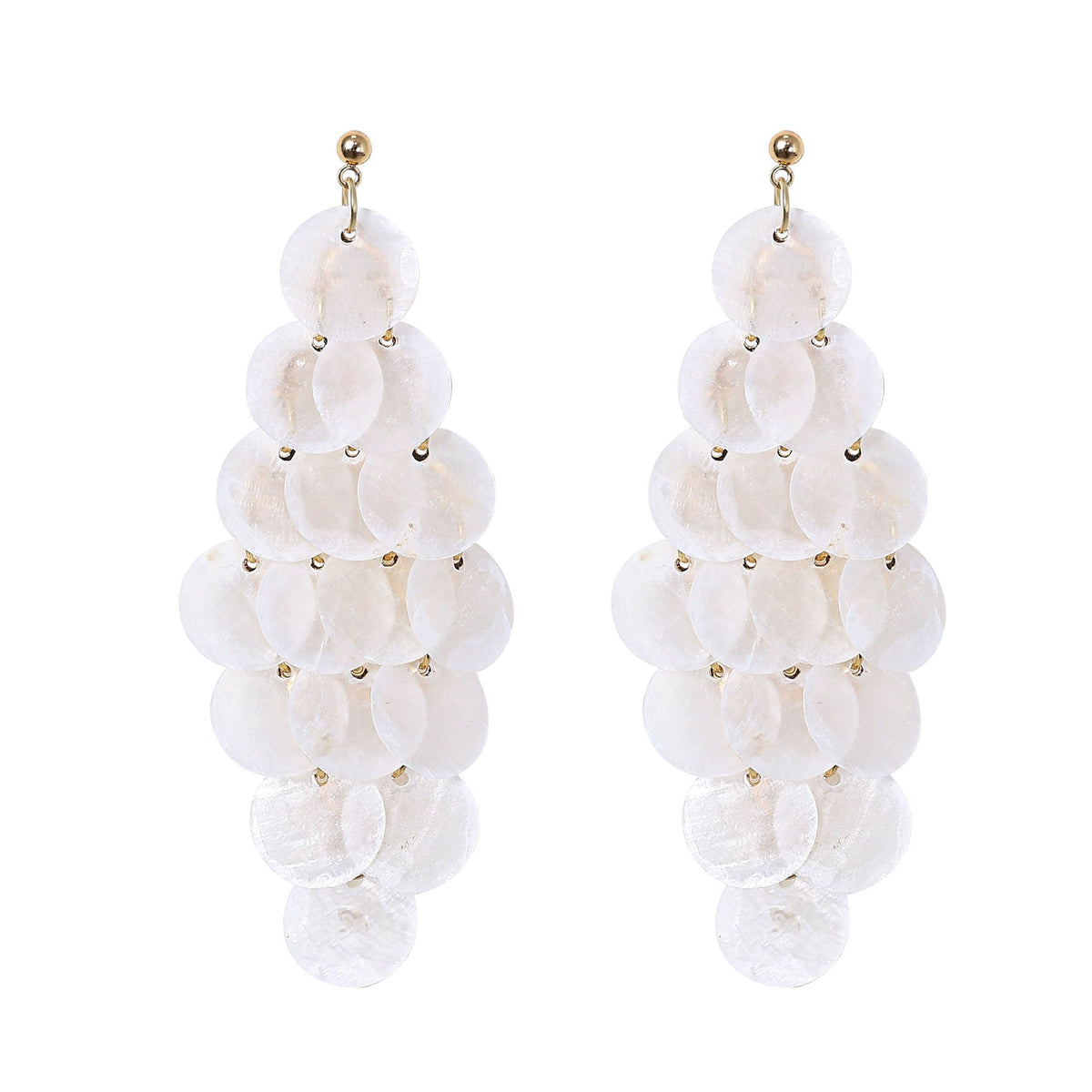 Handcrafted Cascading Capiz Shell Chandelier Earrings