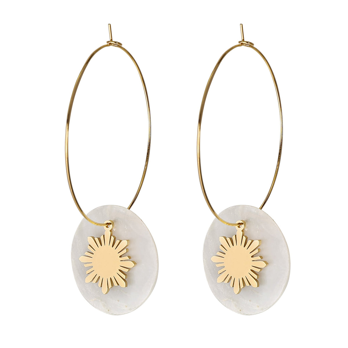 Philippine Sun and Capiz Hoop Earrings