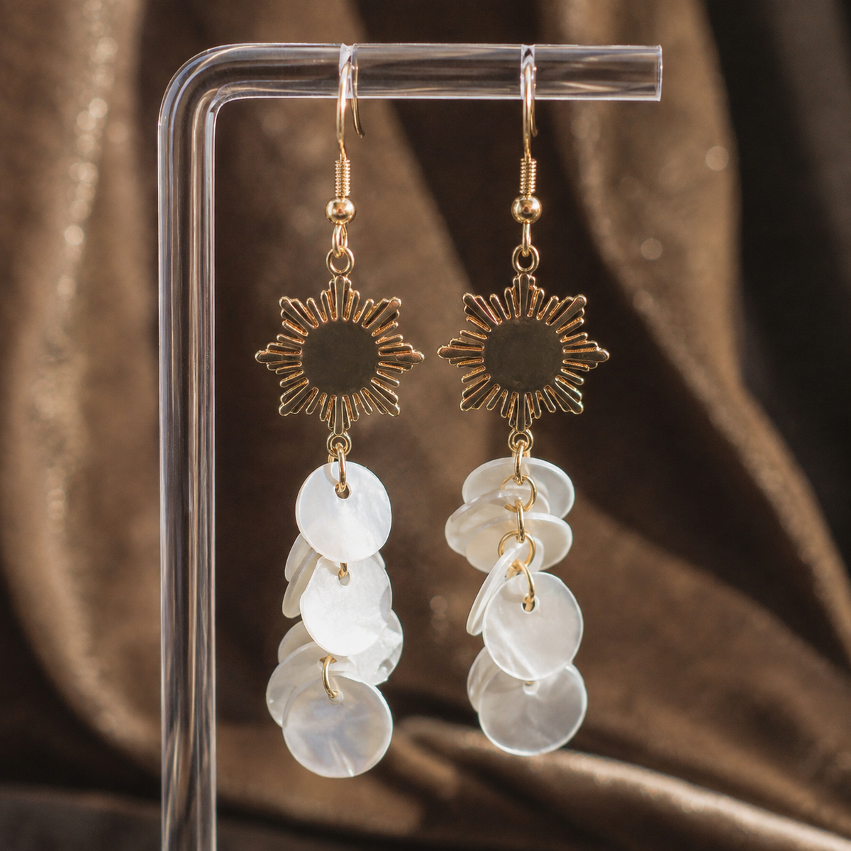 Philippine Sun Capiz Shell Dangle Earrings