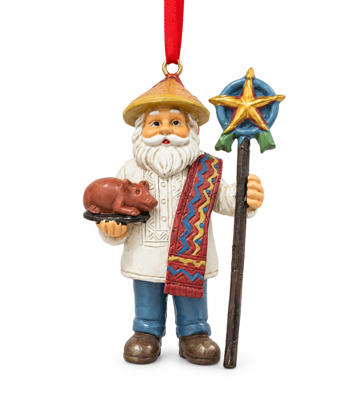 Handmade Filipino Santa Claus Resin Christmas Ornament