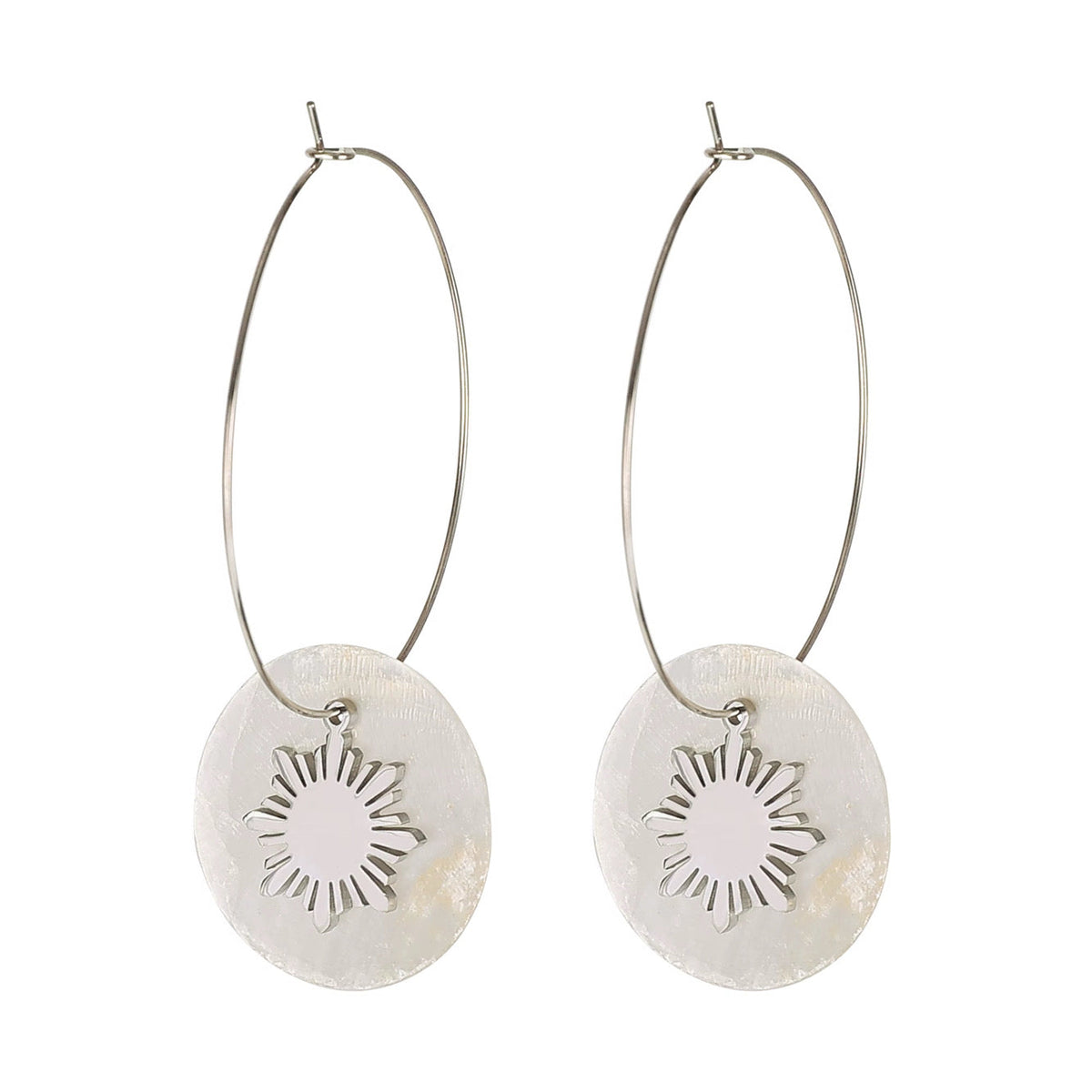 Philippine Sun and Capiz Hoop Earrings