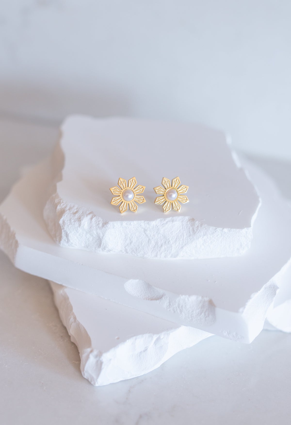 Philippine Sun and Pearl Stud Earrings