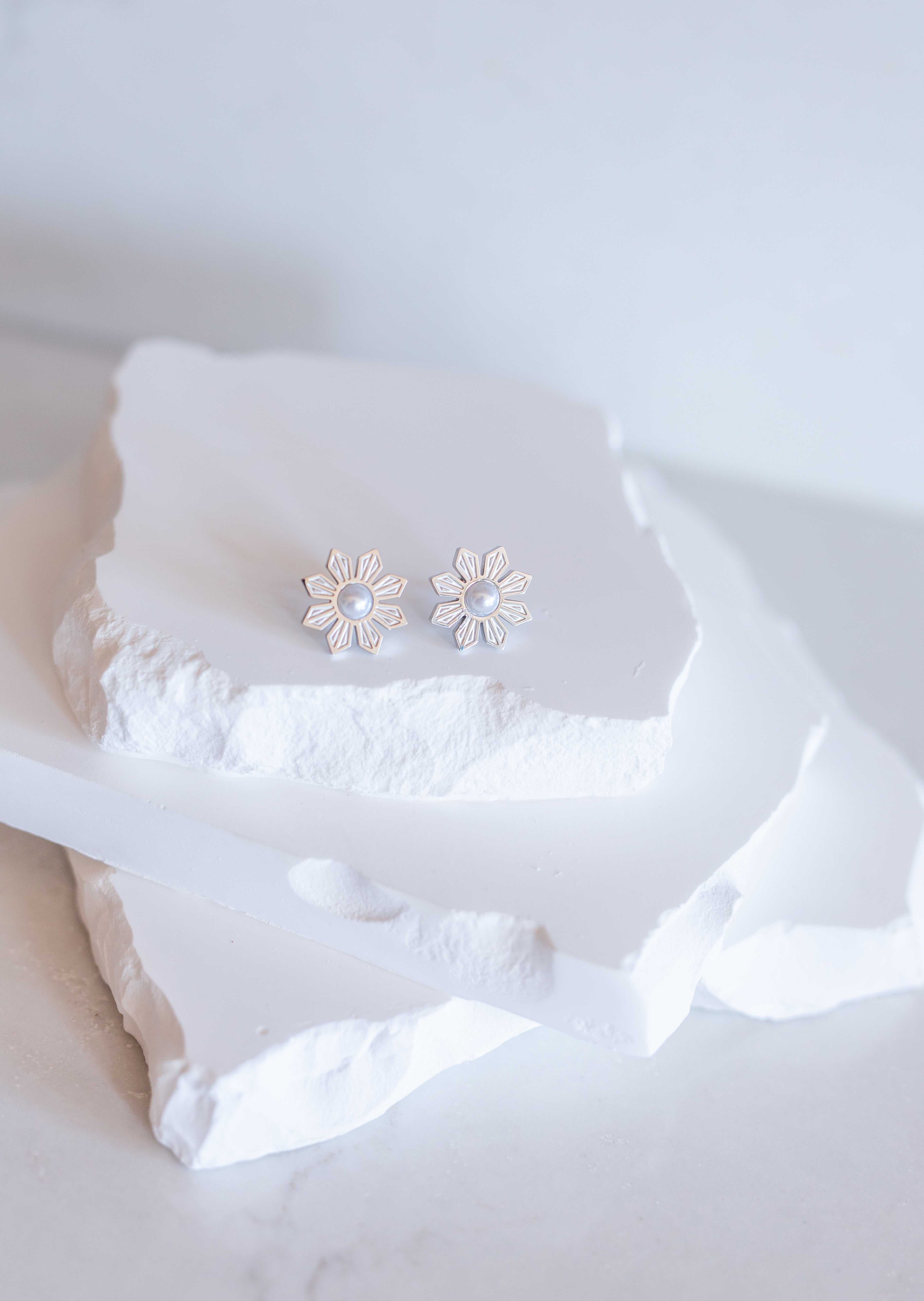 Philippine Sun and Pearl Stud Earrings