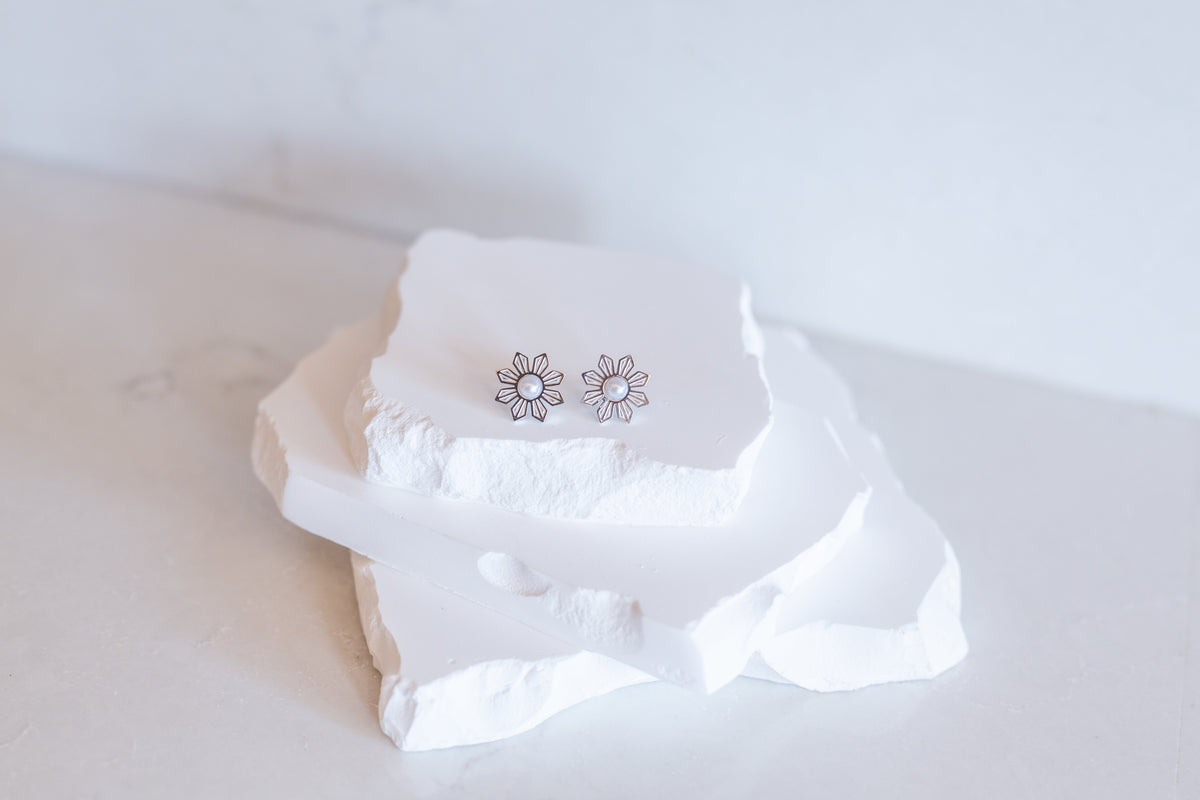 Philippine Sun and Pearl Stud Earrings