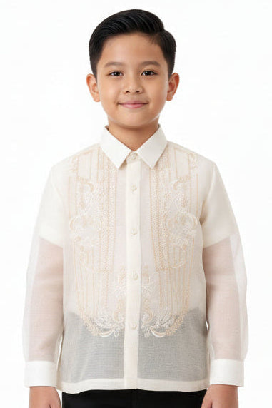 BJ05 - Boys' Jusi Barong Tagalog Full-Open BARONG WAREHOUSE BJ05 - Boys' Jusi Barong Tagalog Full-Open BARONG WAREHOUSE
