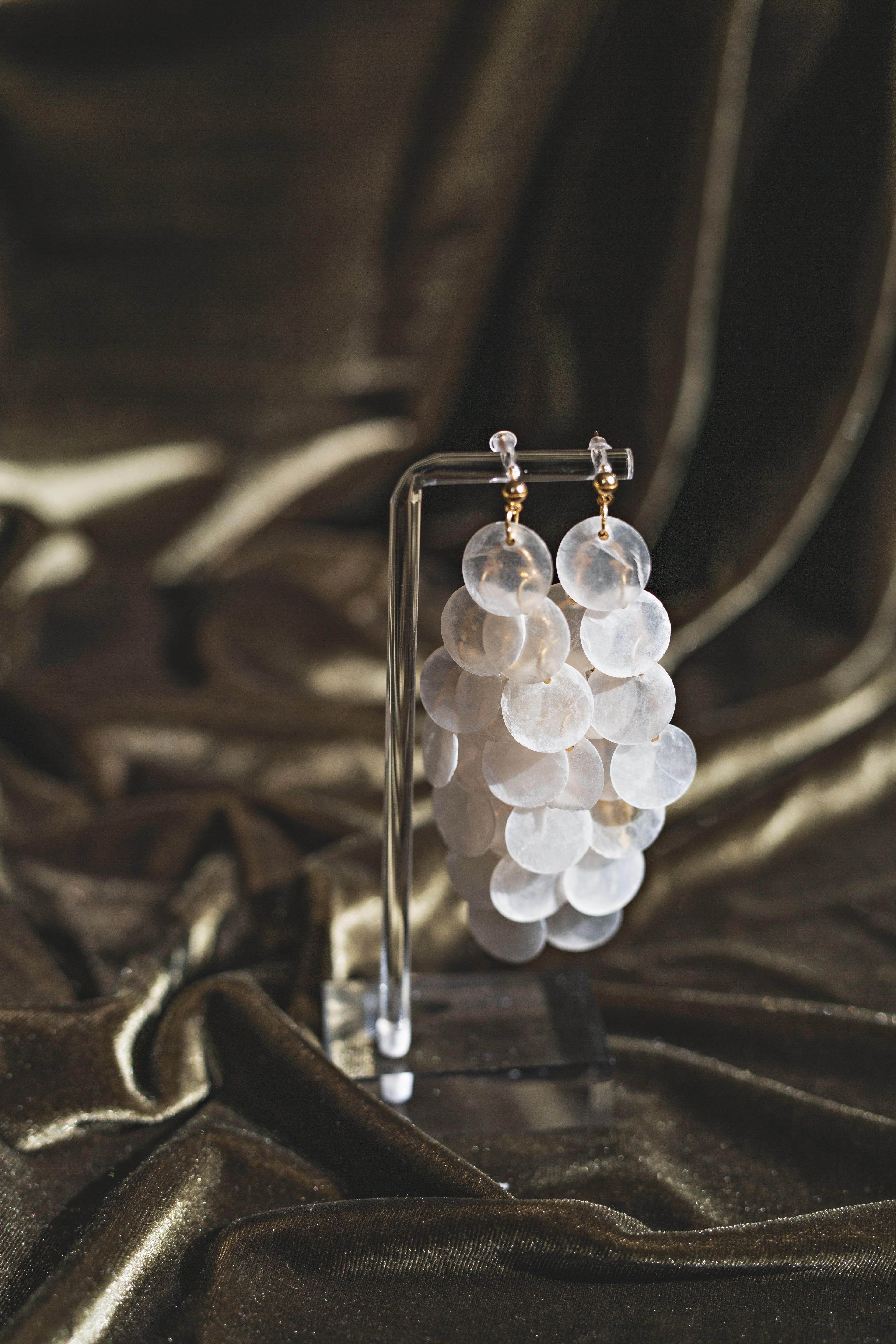 Handcrafted Cascading Capiz Shell Chandelier Earrings