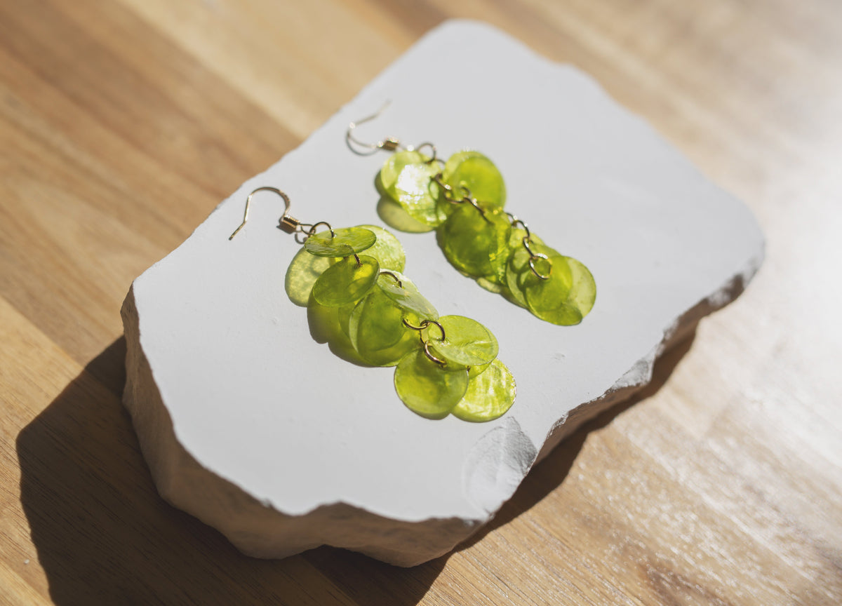 Handcrafted Cascading Capiz Shell Statement Earrings