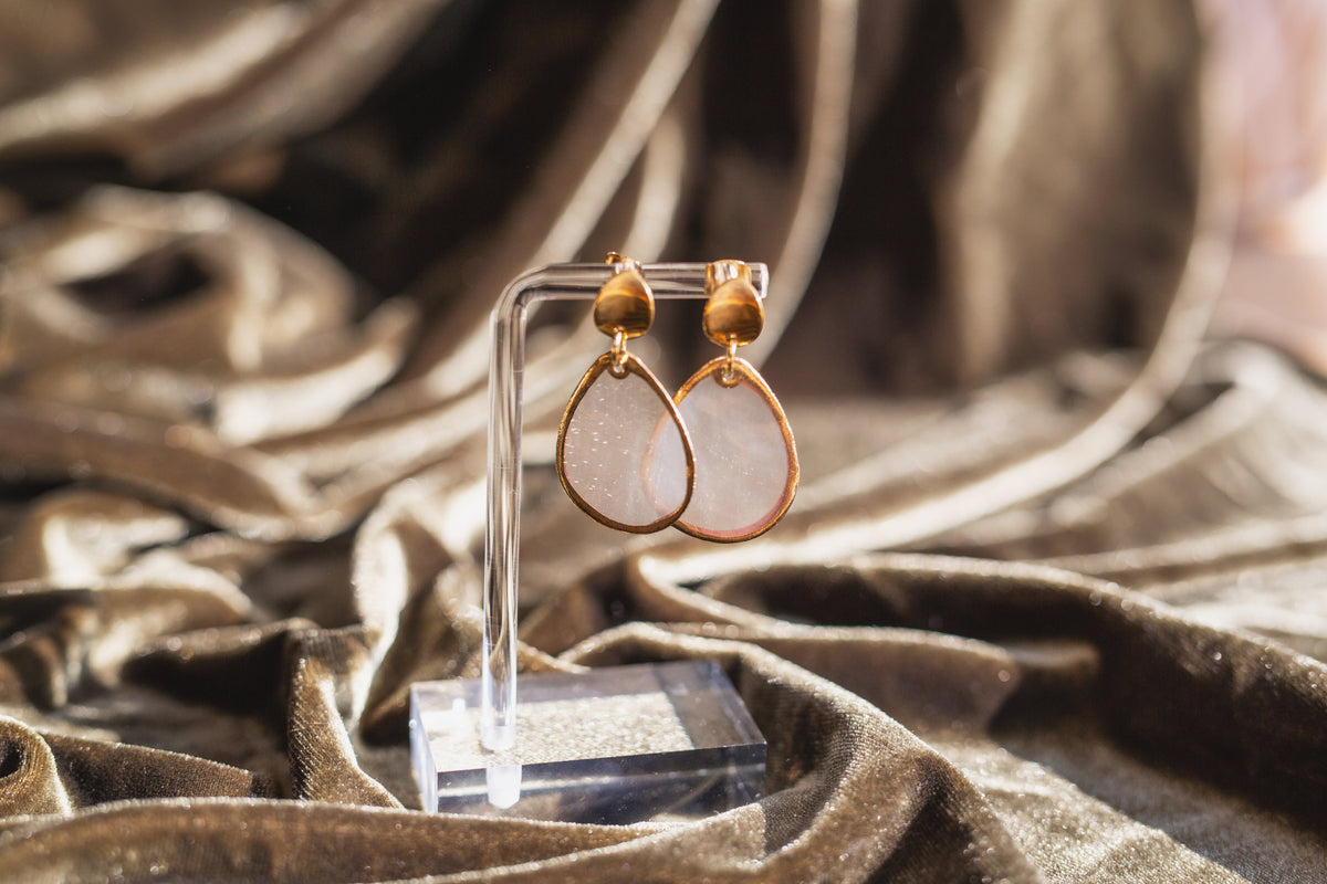 Handcrafted Teardrop Capiz Shell Drop Earrings