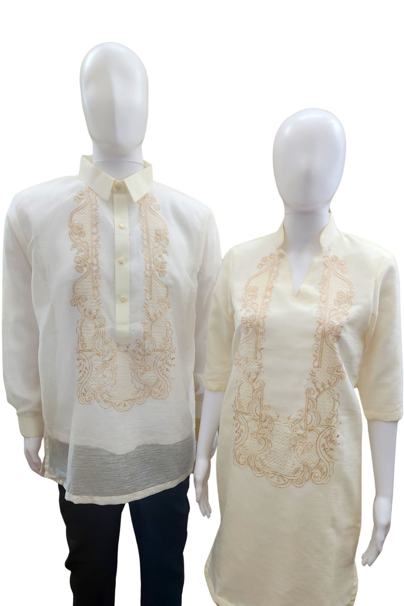 BARONG WAREHOUSE - CB03 - Couple's Barong - Matching Barong Tagalog & Filipiniana