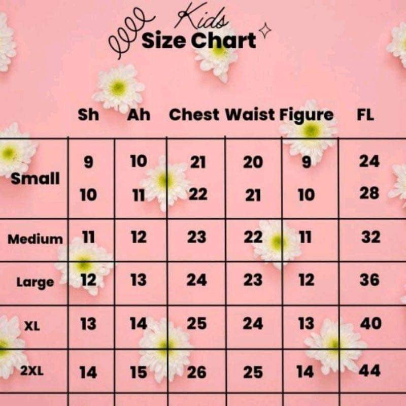 Filipiniana Princess Dress Size Chart