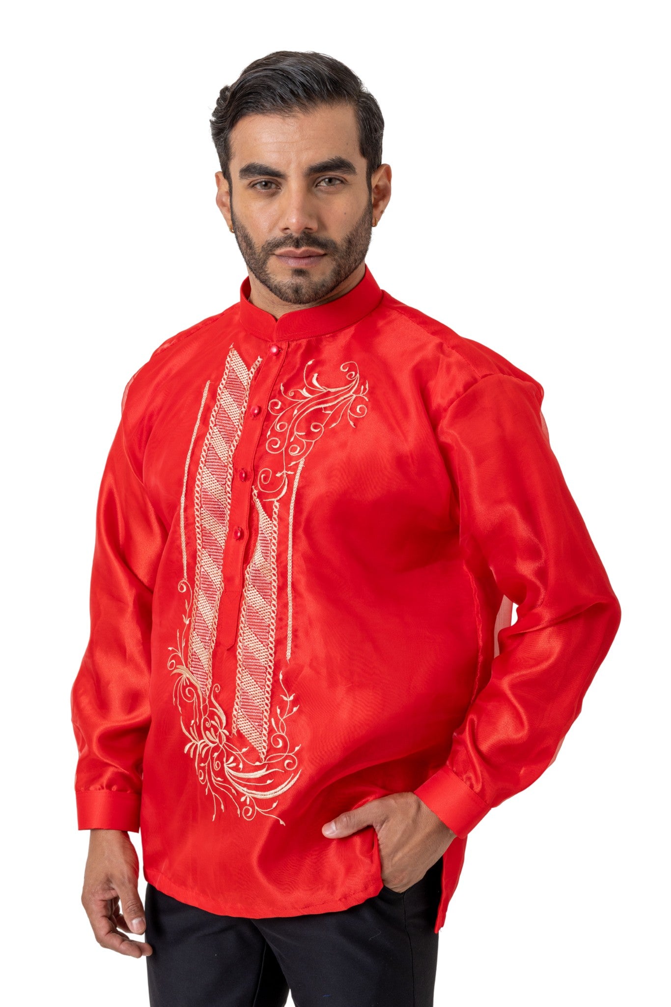 Barong Warehouse - MO58 - Organza Barong Tagalog Red