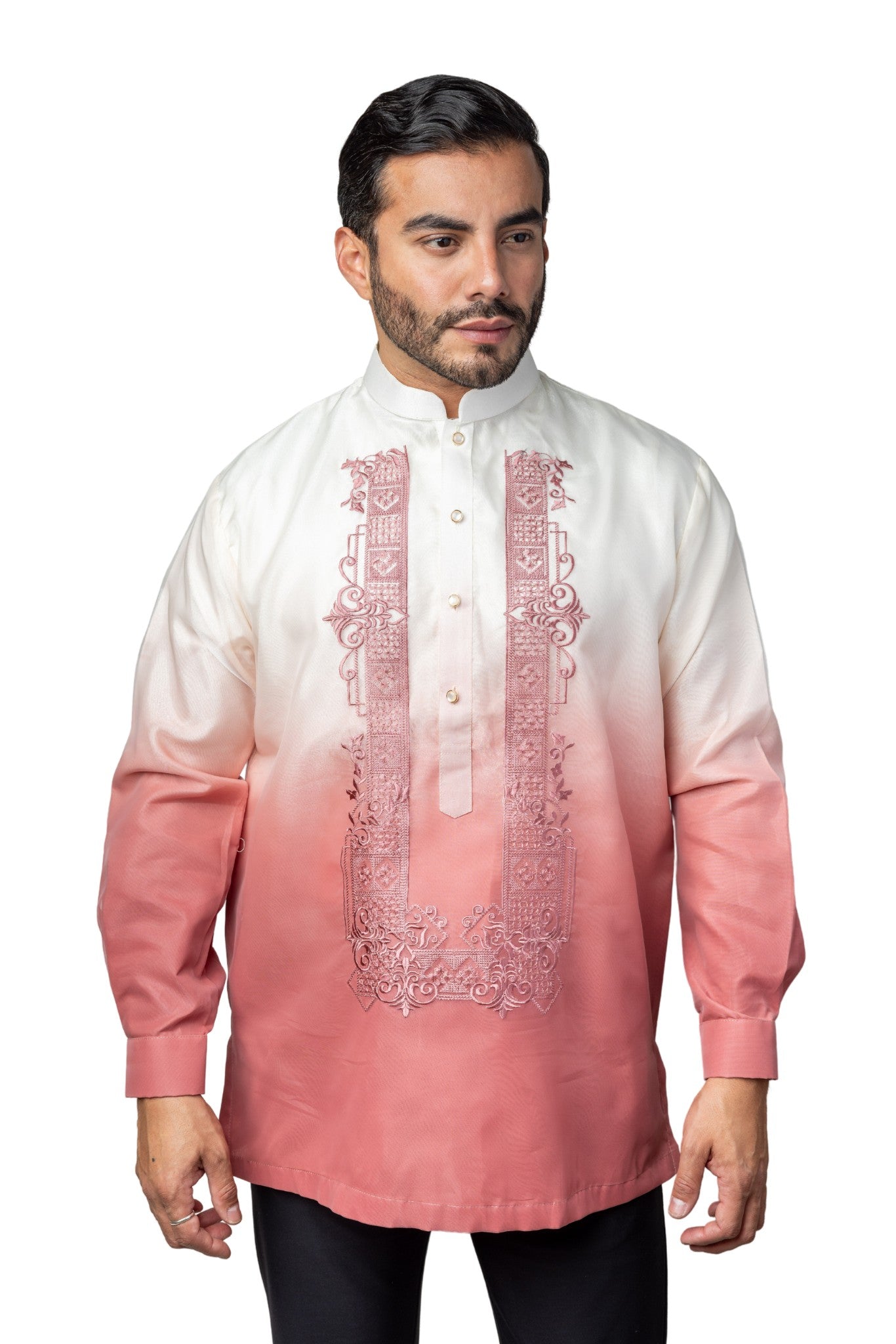 Barong Warehouse - MO38 - Organza Barong Tagalog Monochromatic Old Rose