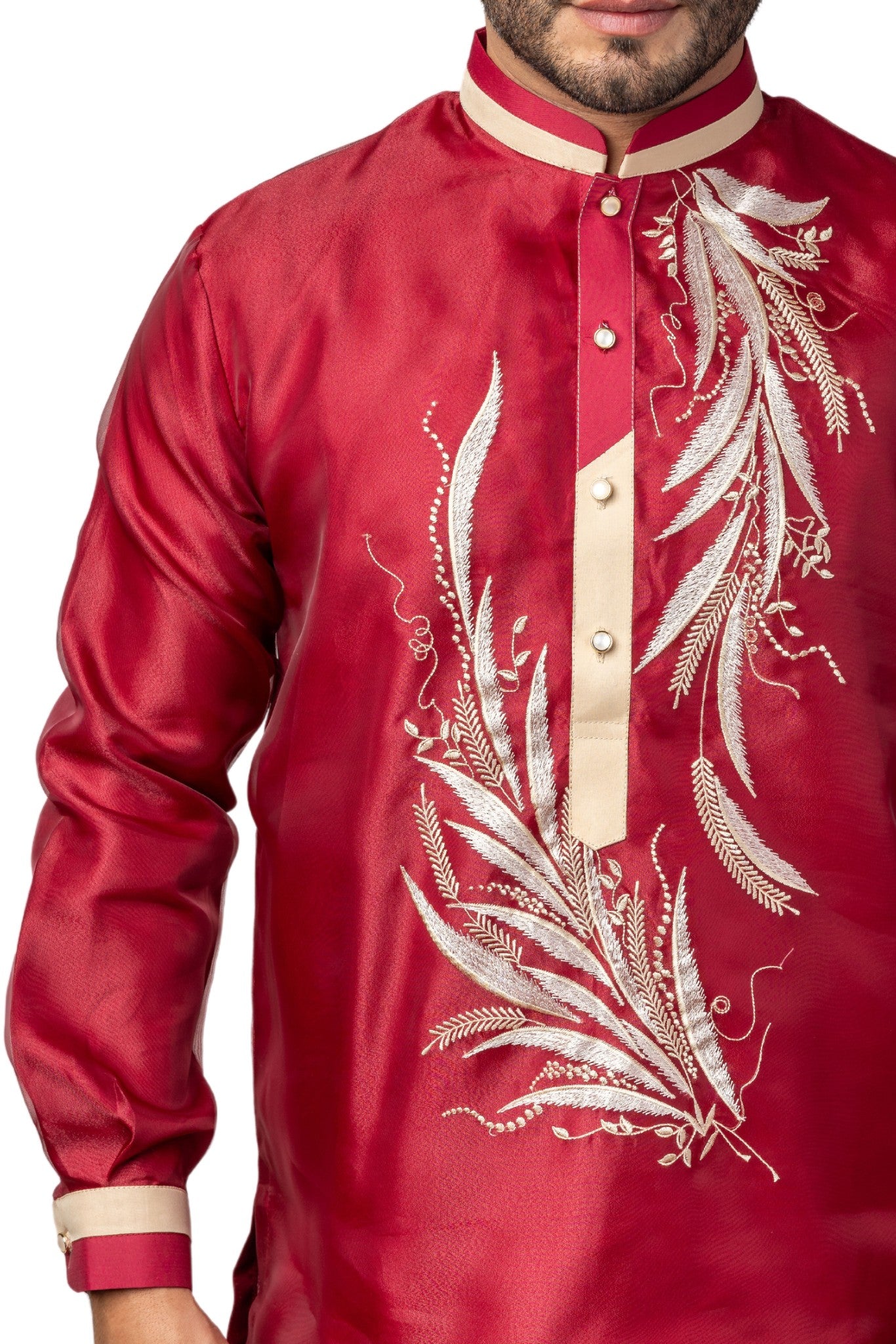 Barong Warehouse - MO39 - Organza Barong Tagalog with Lining Maroon