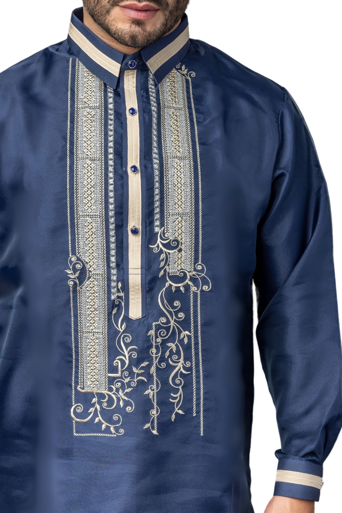 Barong Warehouse - MO41 - Organza Barong Tagalog with Lining Navy Blue