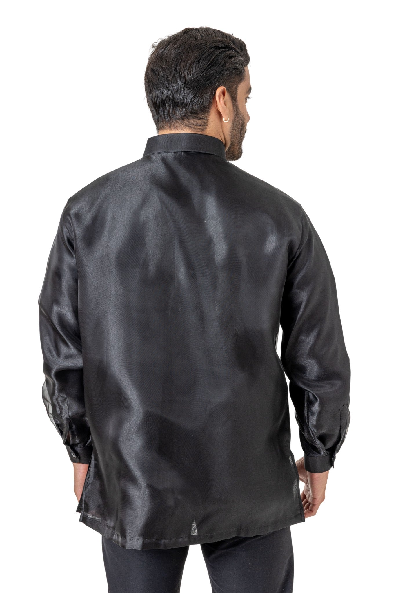 MO55 - Organza Pina Barong Tagalog Full-Open Black