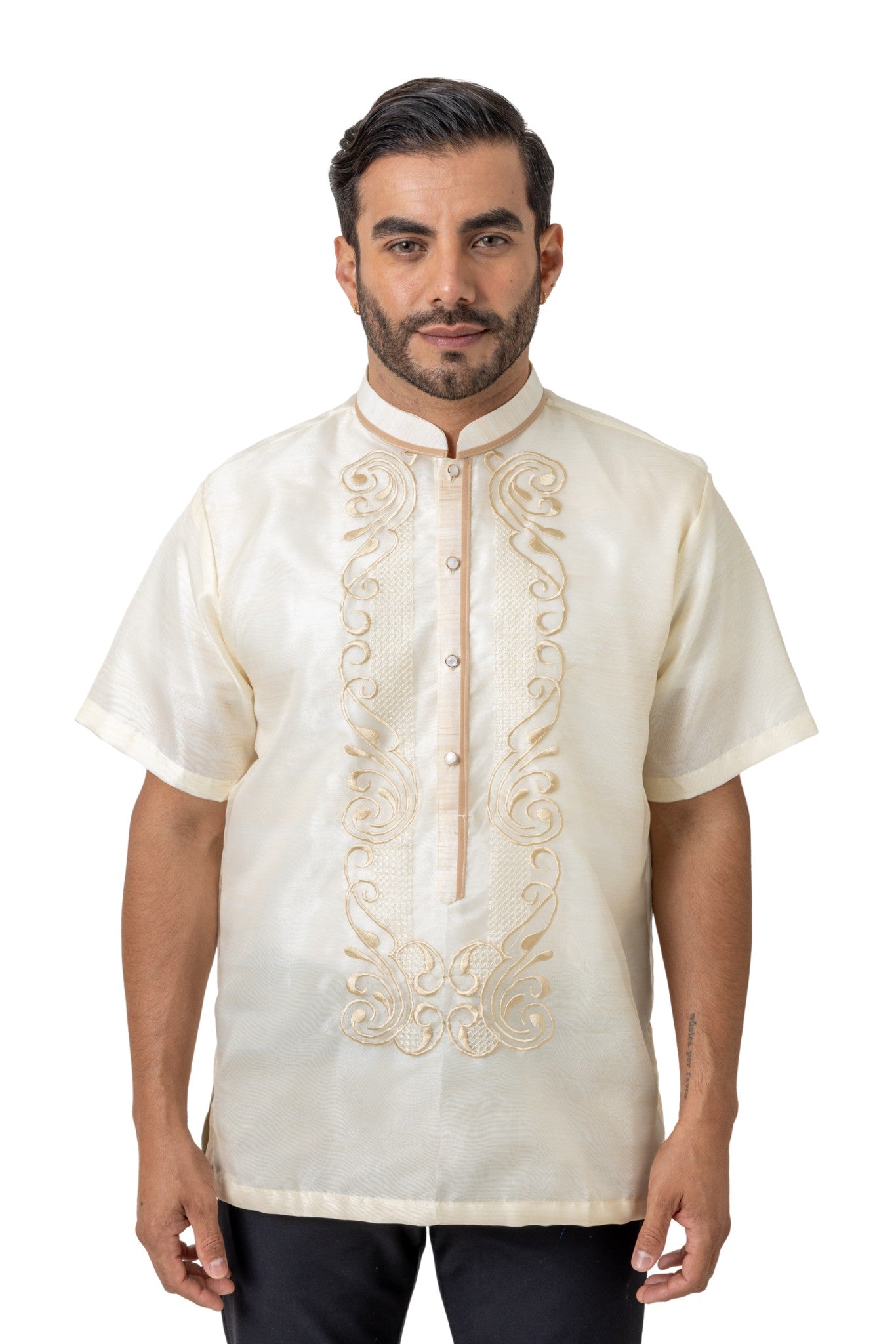 Barong Warehouse - MO60 - Organza Pina Barong Tagalog Short-Sleeve