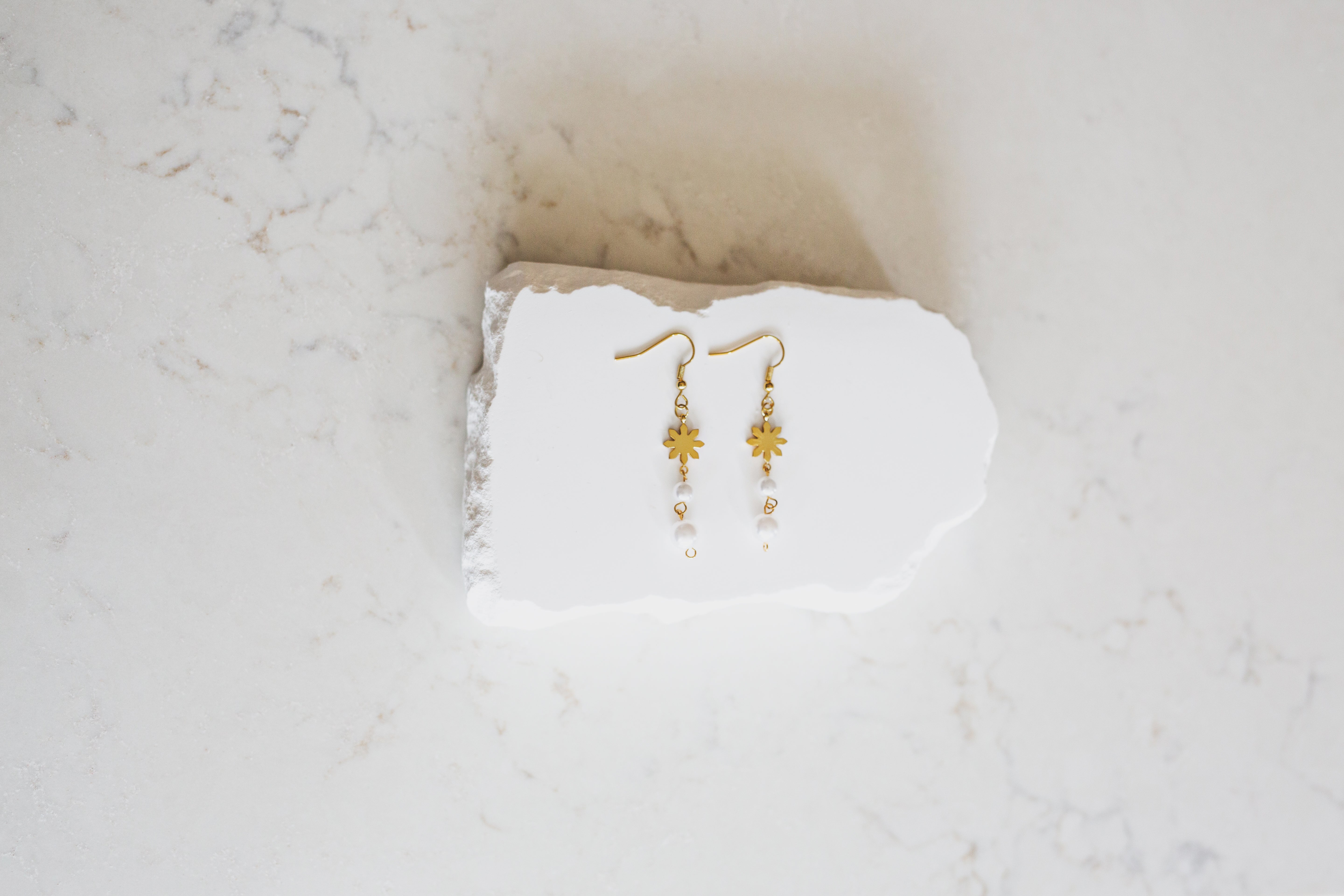 Dainty Philippine Sun and Pearl Dangle Earrings