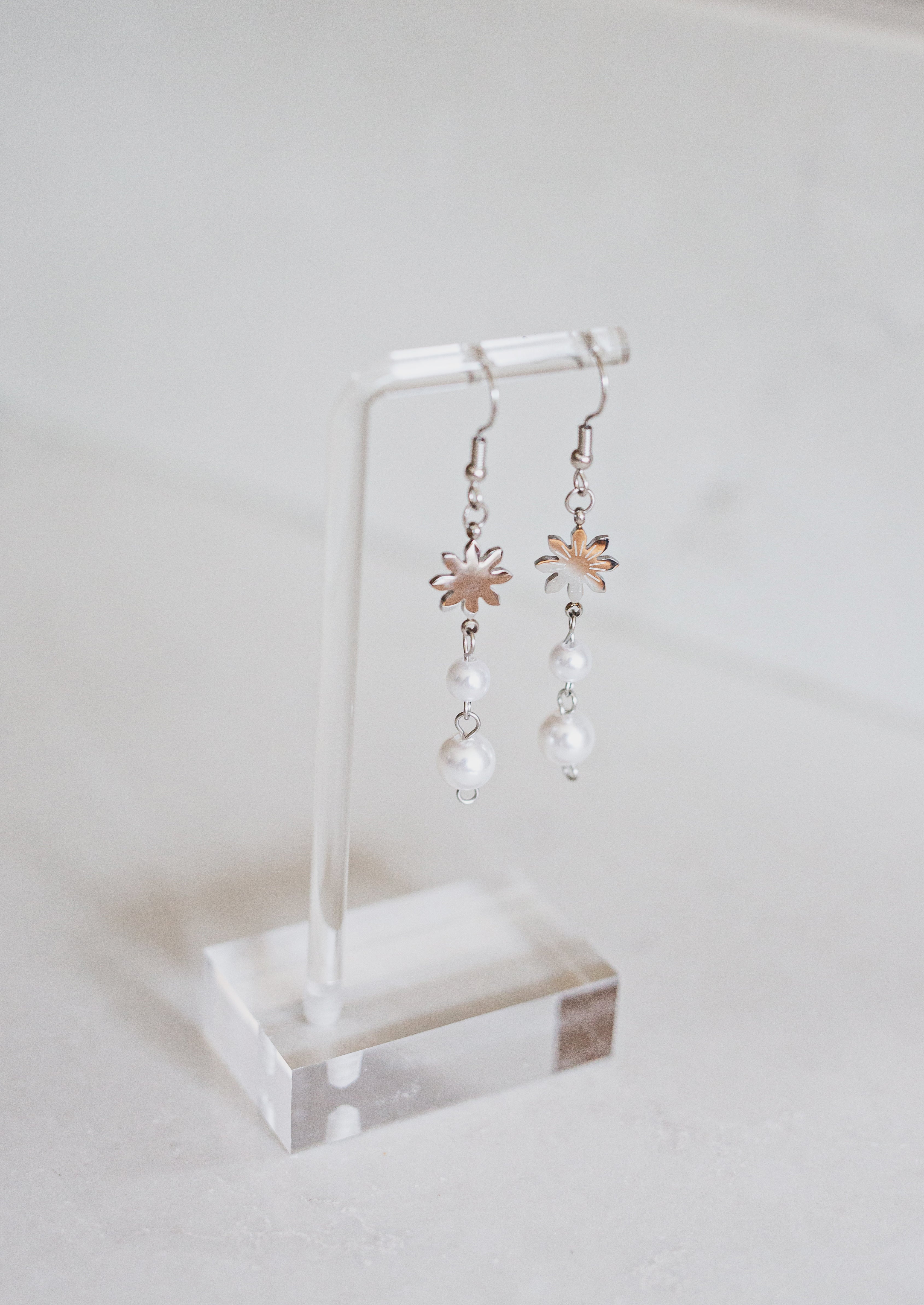 Dainty Philippine Sun and Pearl Dangle Earrings