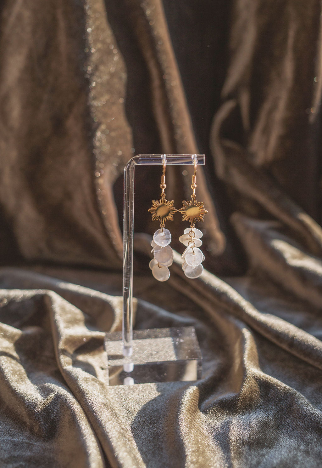Philippine Sun Capiz Shell Dangle Earrings