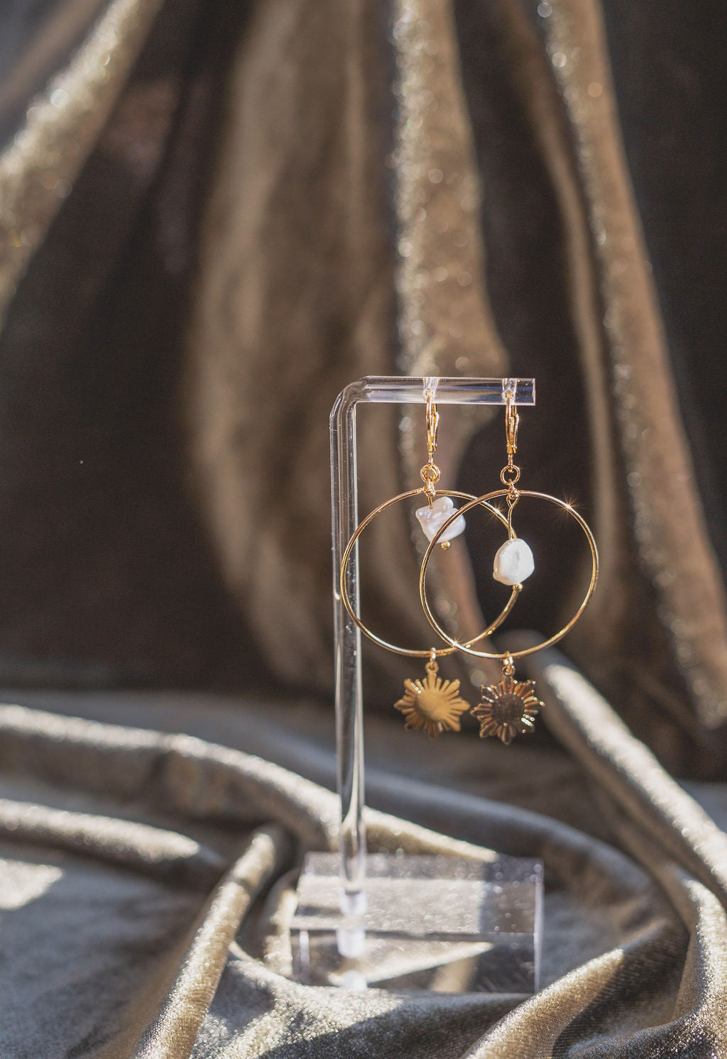 Philippine Sun and Natural Baroque Pearl Earrings