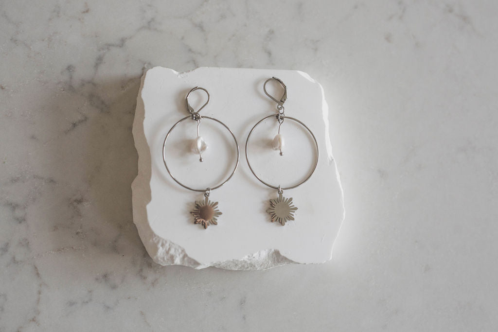 Philippine Sun and Natural Baroque Pearl Earrings