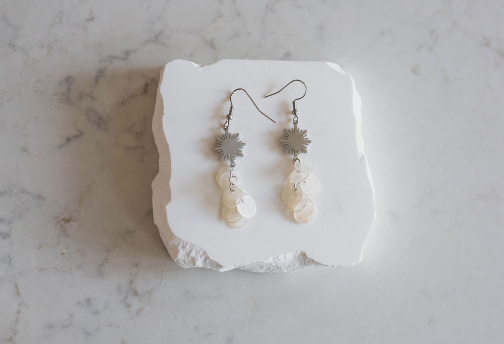 Philippine Sun Capiz Shell Dangle Earrings