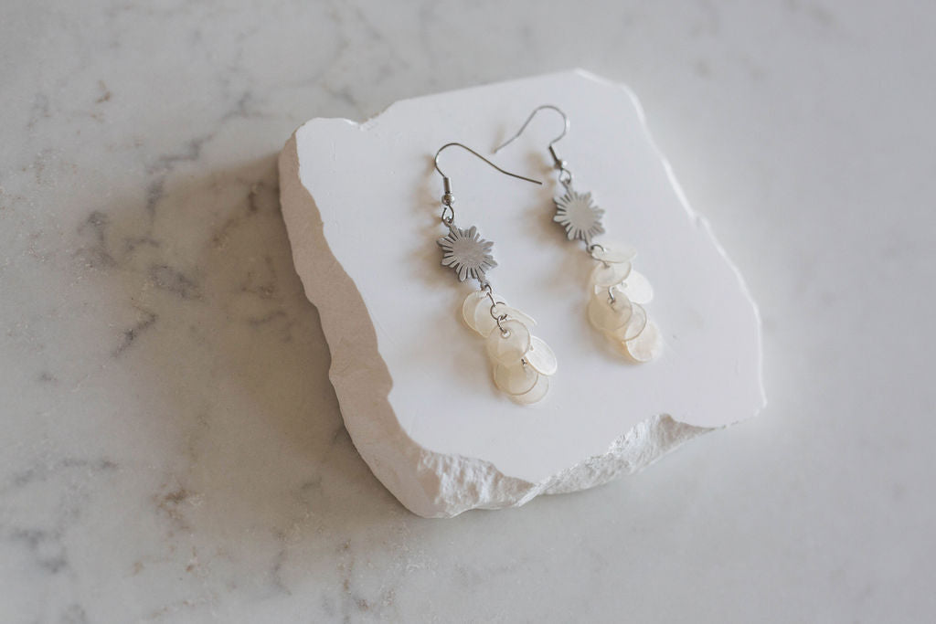 Philippine Sun Capiz Shell Dangle Earrings