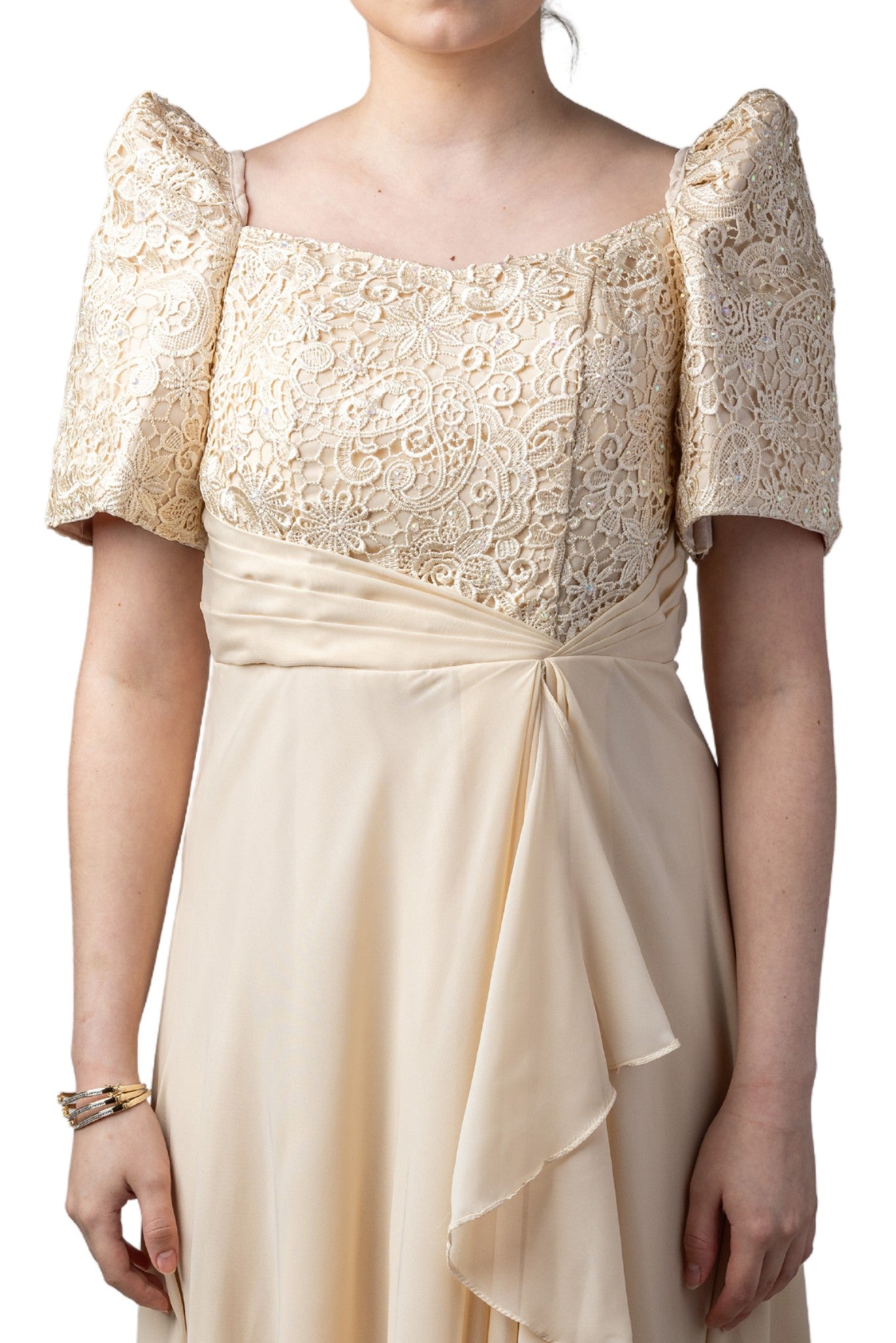 Barong Warehouse - WD10 - Filipiniana Chiffon Gown Beige