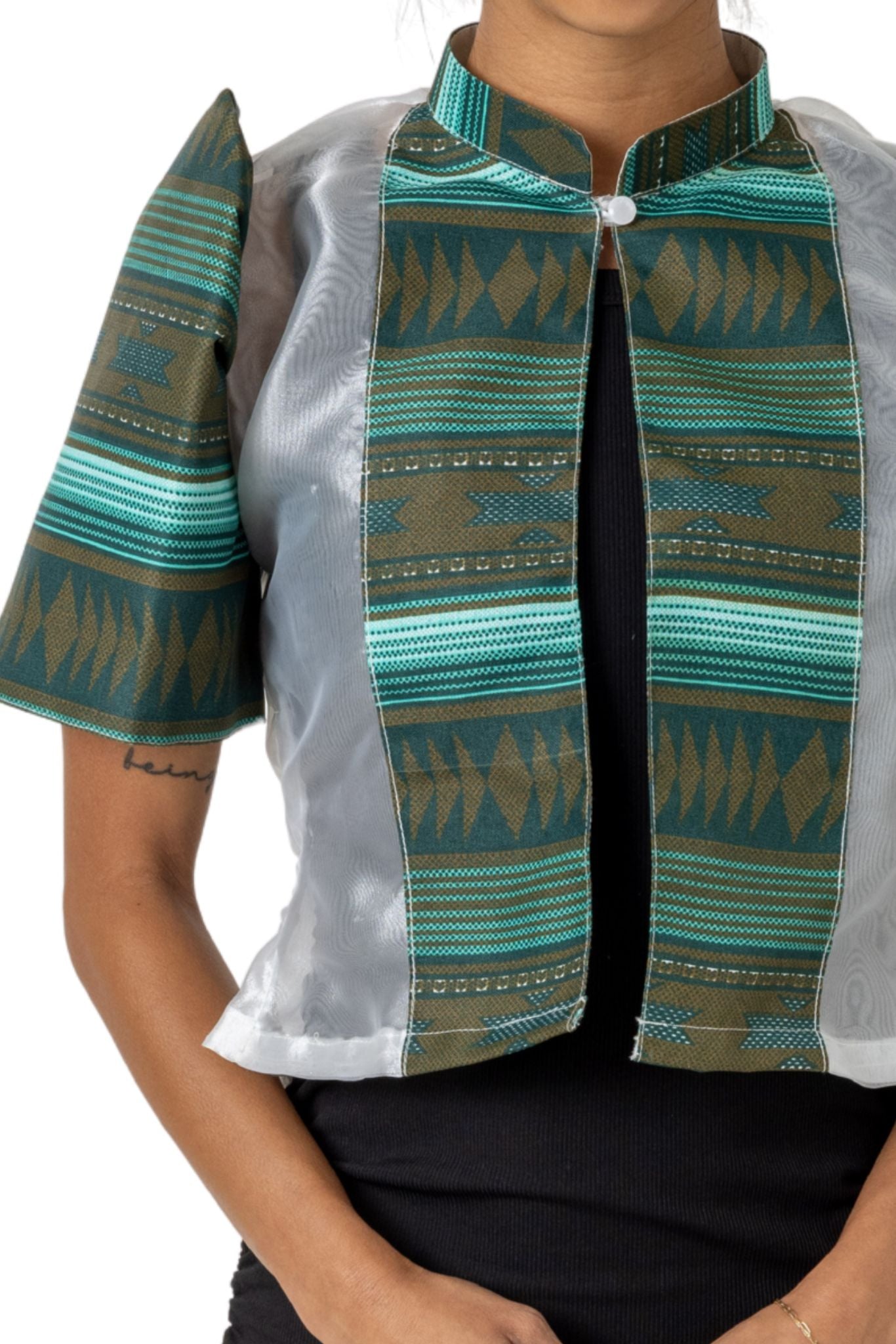 Barong Warehouse - WR19 - One-Button Bolero Ethnic Green