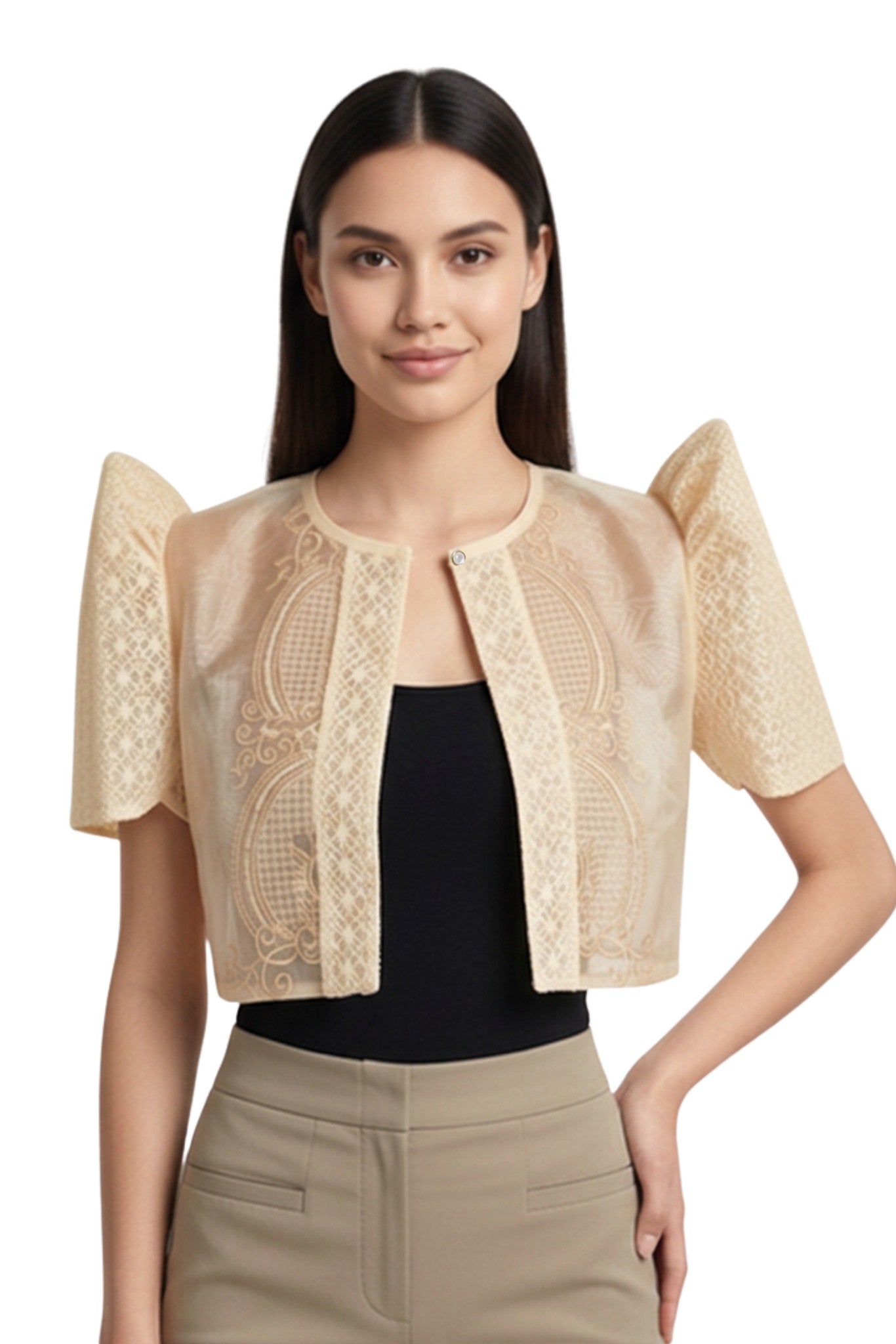 WR22 - Spider Lace Bolero Beige - Filipiniana (Has Plus Sizes)