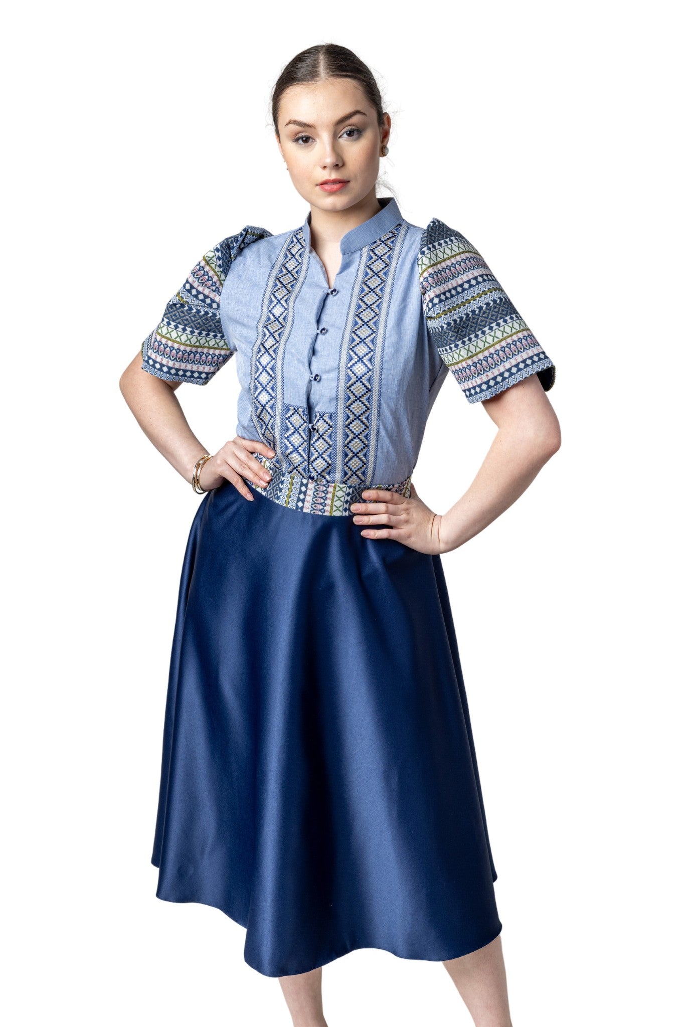 WS21 Baro't Saya Ethnic Filipiniana Blue Blouse and Skirt Set