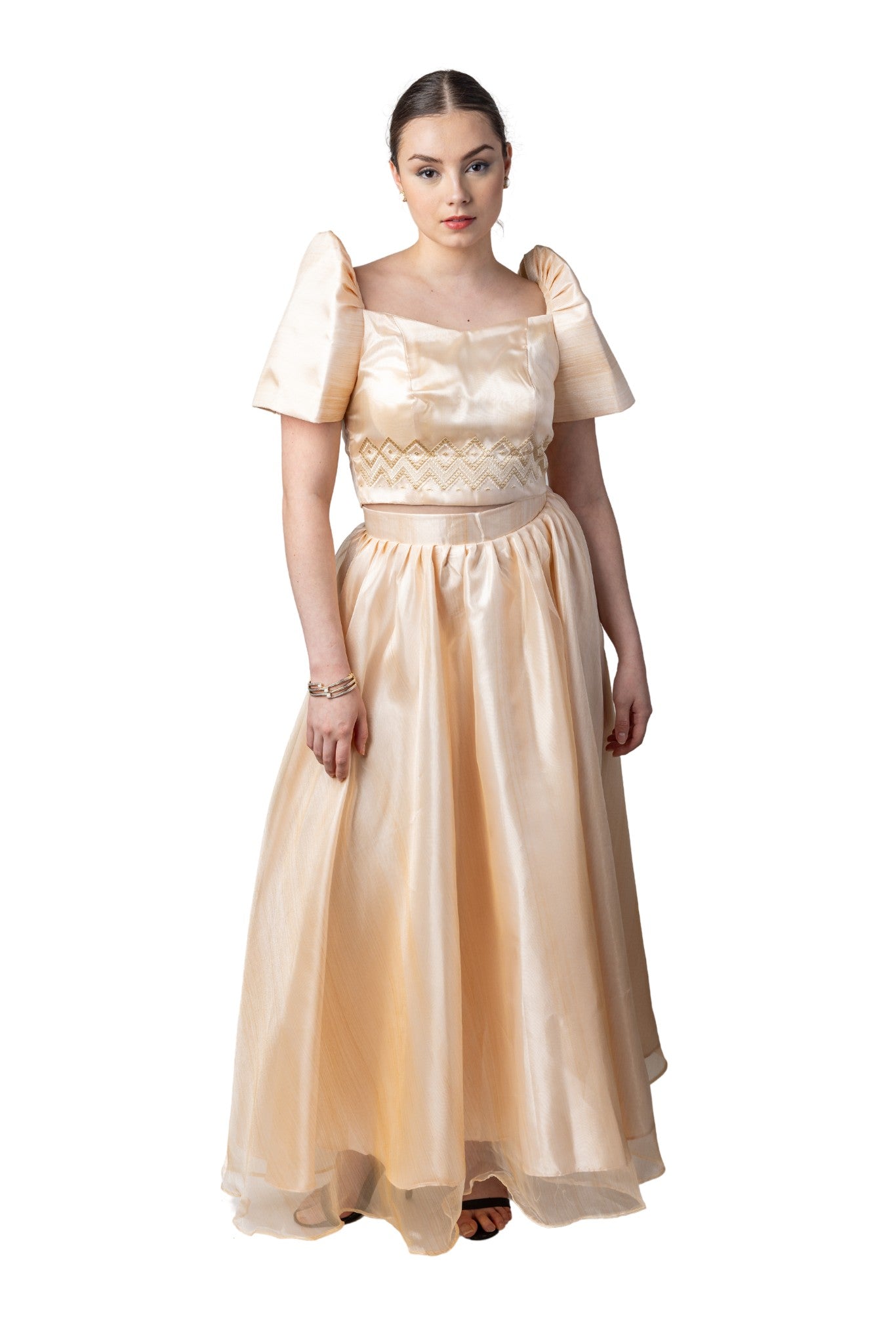 Barong Warehouse - WS25 - Baro't Saya Organza Pina Filipiniana - Top and Skirt Set