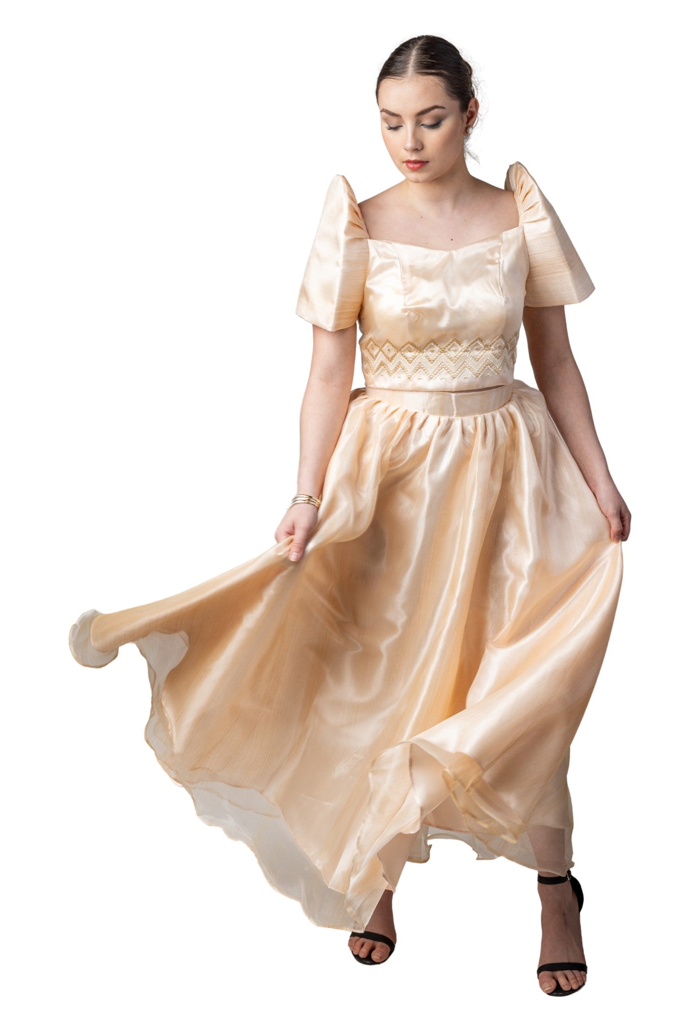 Barong Warehouse - WS25 - Baro't Saya Organza Pina Filipiniana - Top and Skirt Set