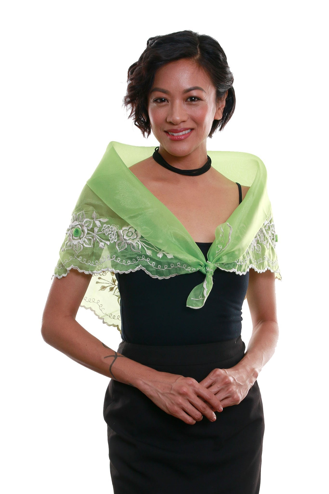 WA09 Classic Alampay Bright Green Filipiniana - Main Image