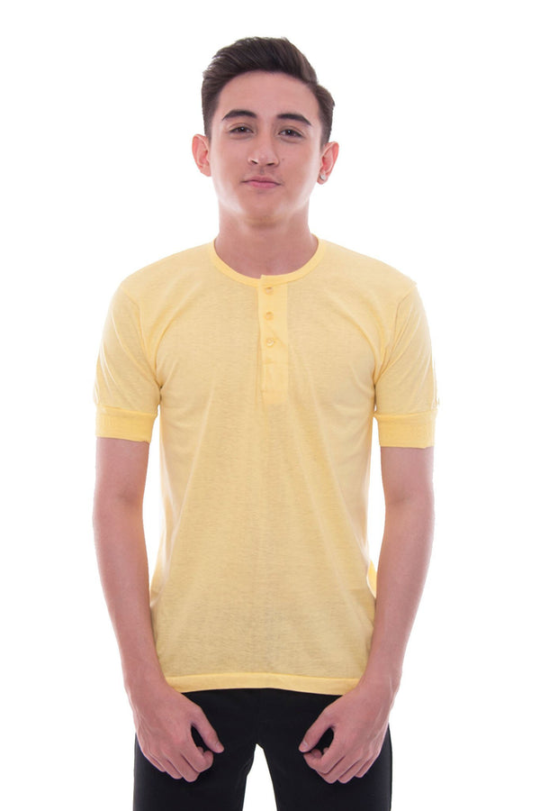 BARONG WAREHOUSE - MUS4 - Camisa de Chino - Short-Sleeve - Yellow