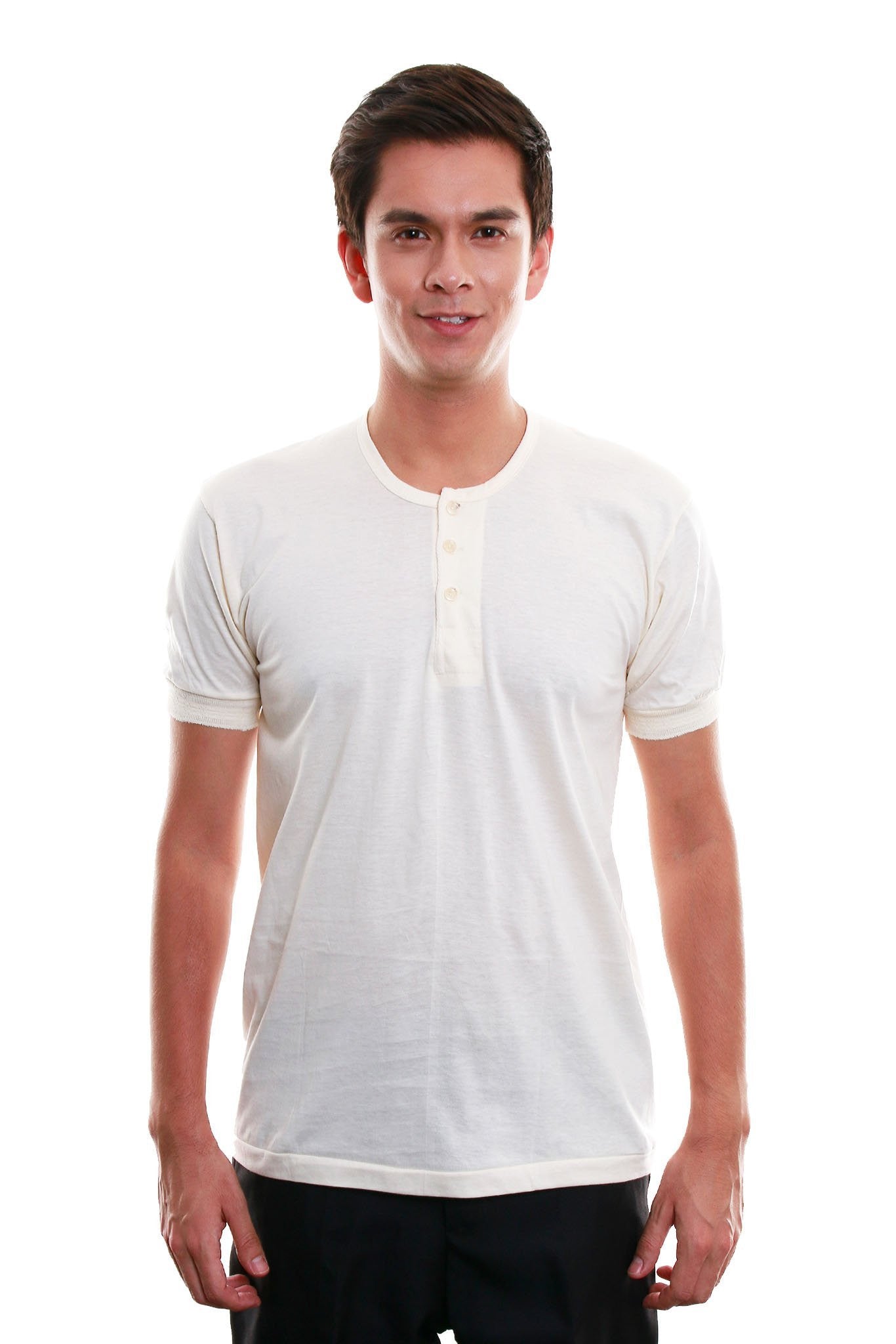 BARONG WAREHOUSE - MUS2 - Camisa de Chino - Short-Sleeve - Beige