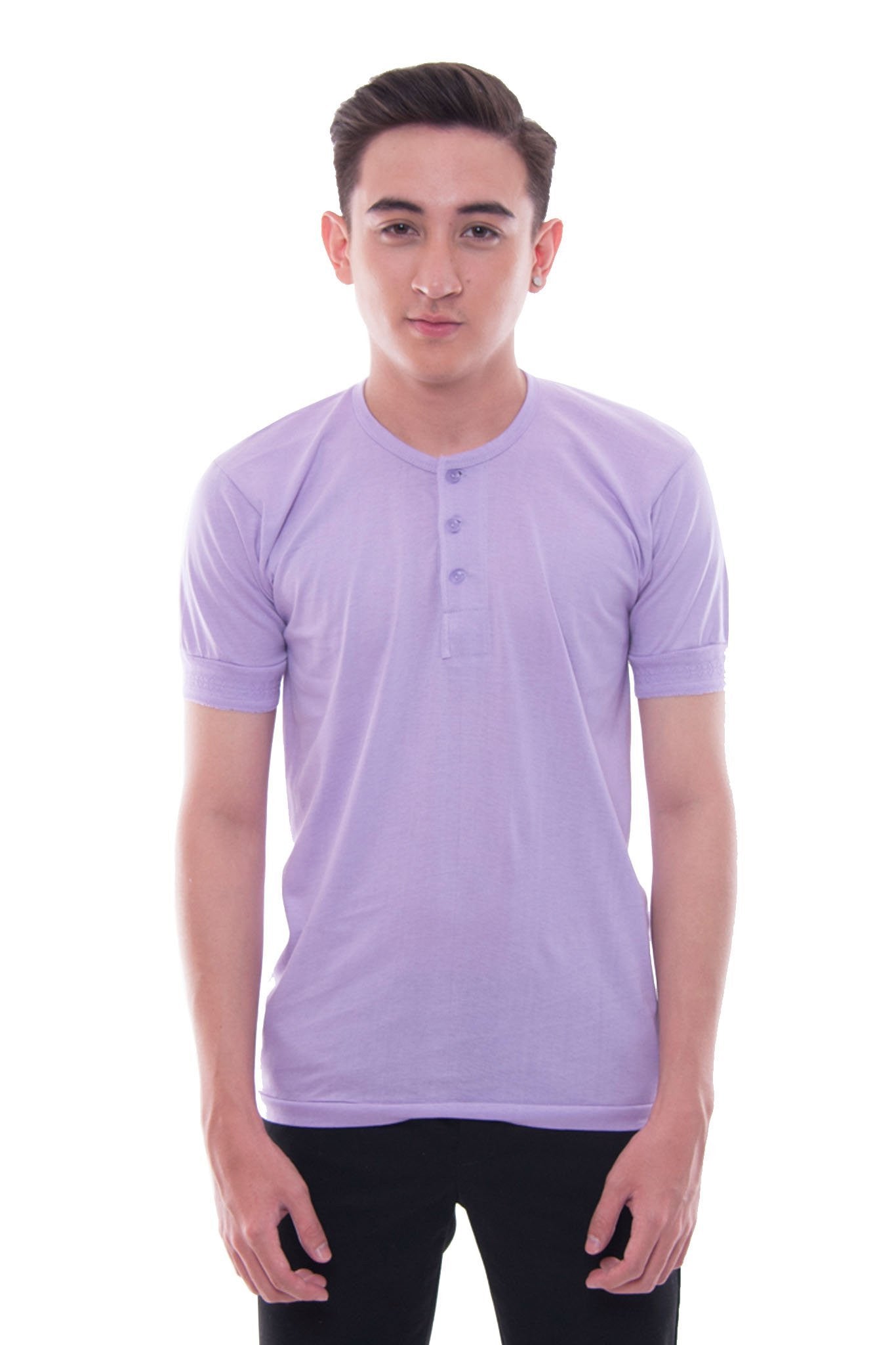 BARONG WAREHOUSE - MUS7 - Camisa de Chino - Short-Sleeve - Lavender