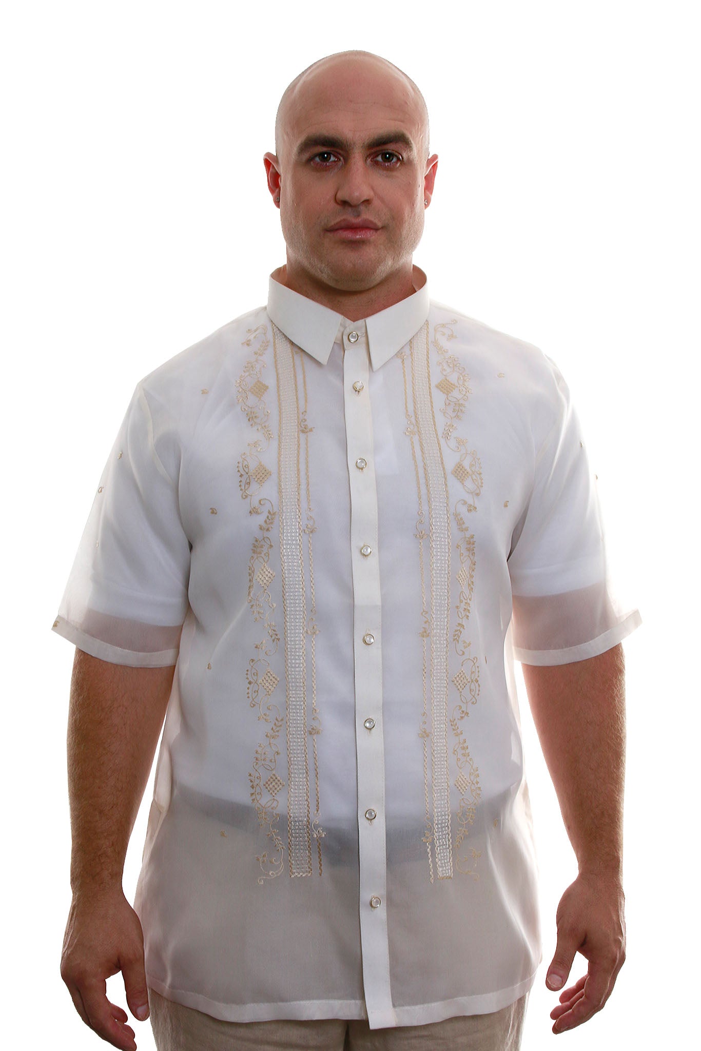 BARONG WAREHOUSE - MJ17 - Jusi Barong Tagalog Full-Open Short-Sleeve