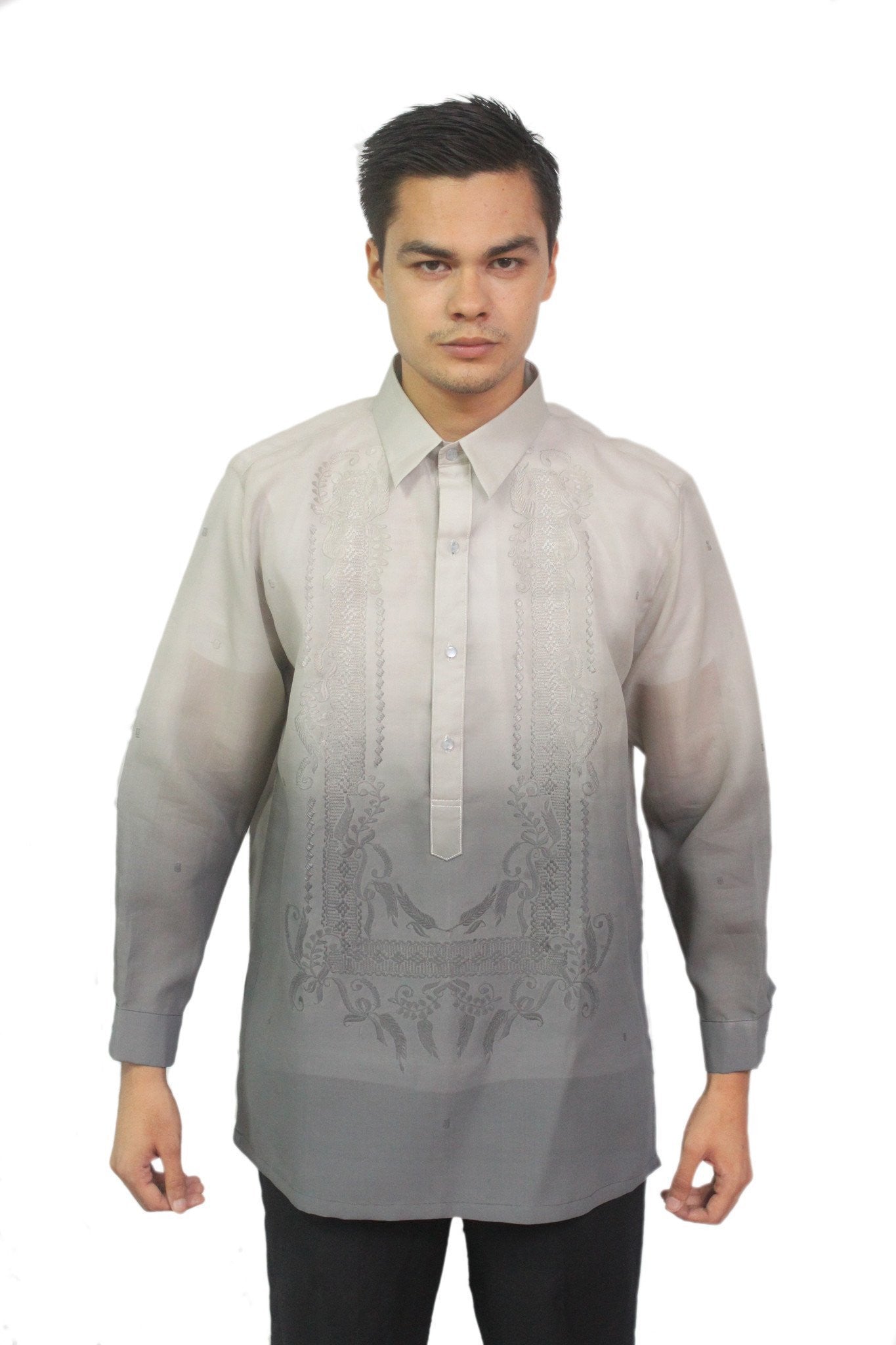 BARONG WAREHOUSE - MJ28 - Jusi Barong Tagalog Monochromatic Gray