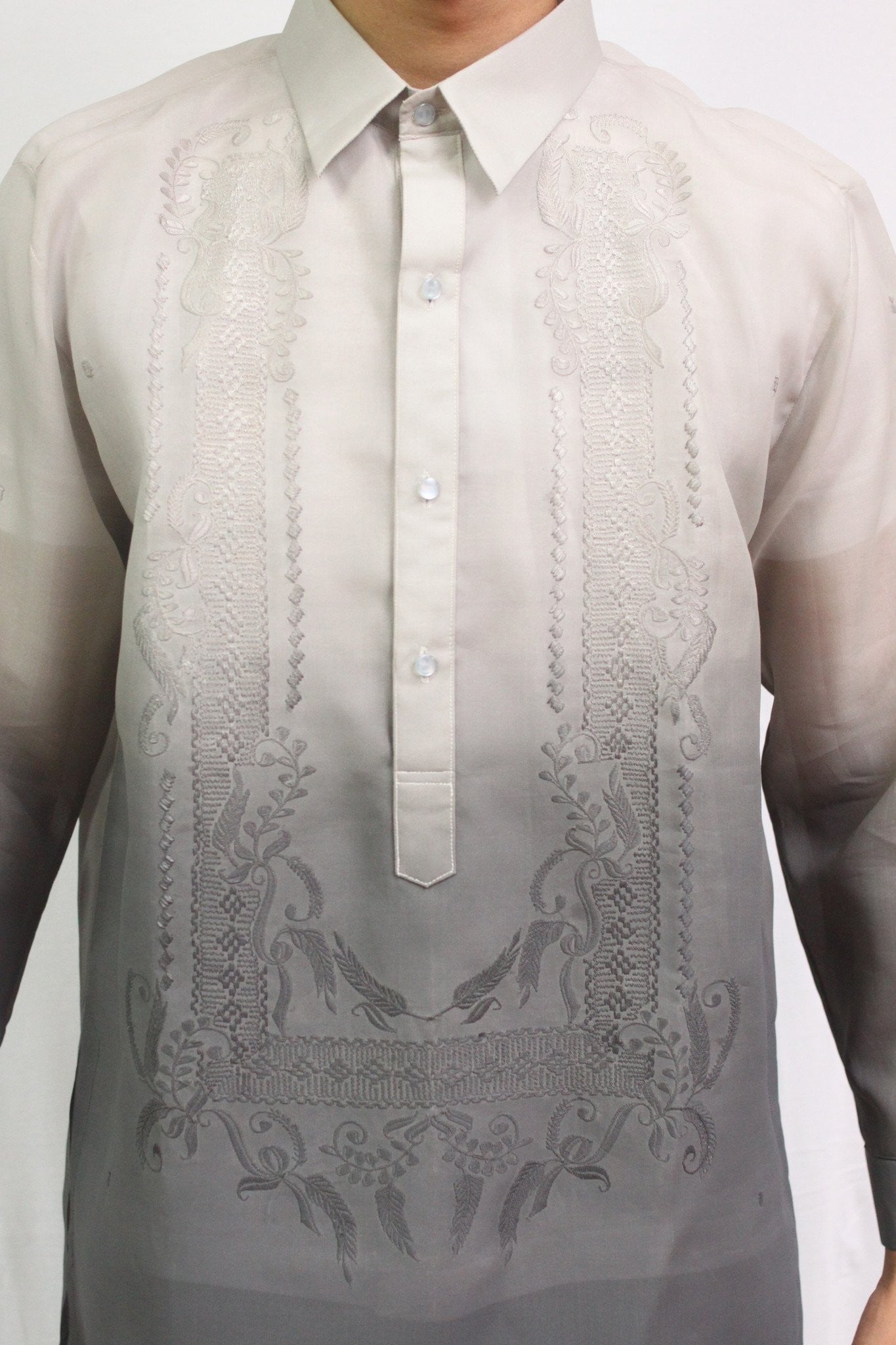 BARONG WAREHOUSE - MJ28 - Jusi Barong Tagalog Monochromatic Gray