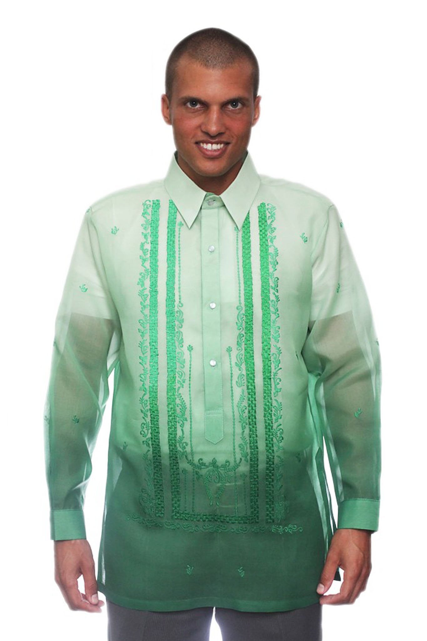 BARONG WAREHOUSE - MJ24 - Jusi Barong Tagalog Monochromatic Green