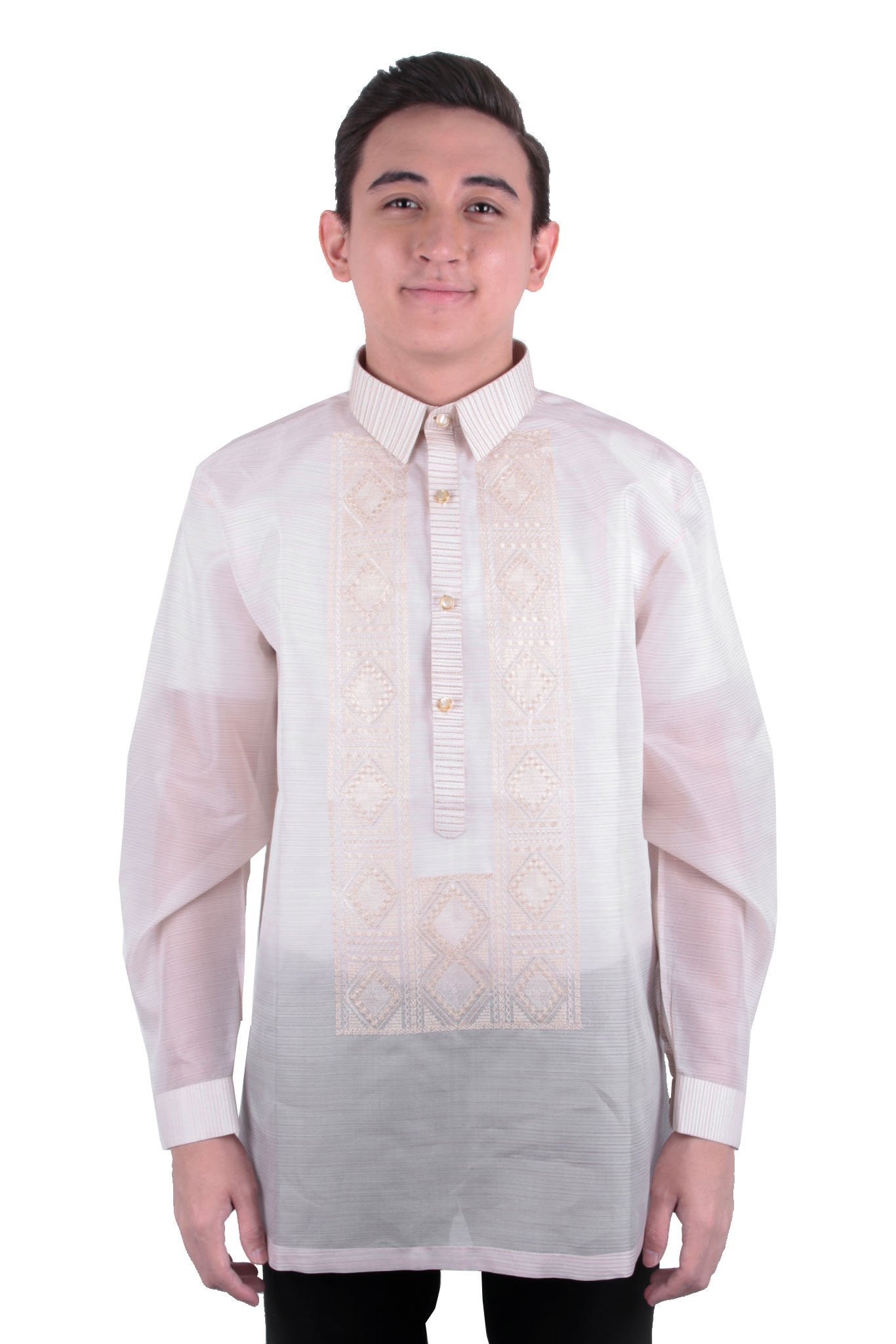 BARONG WAREHOUSE - MJ36 - MADE-TO-ORDER - Jusi Pina Barong Tagalog Ethnic Stripe