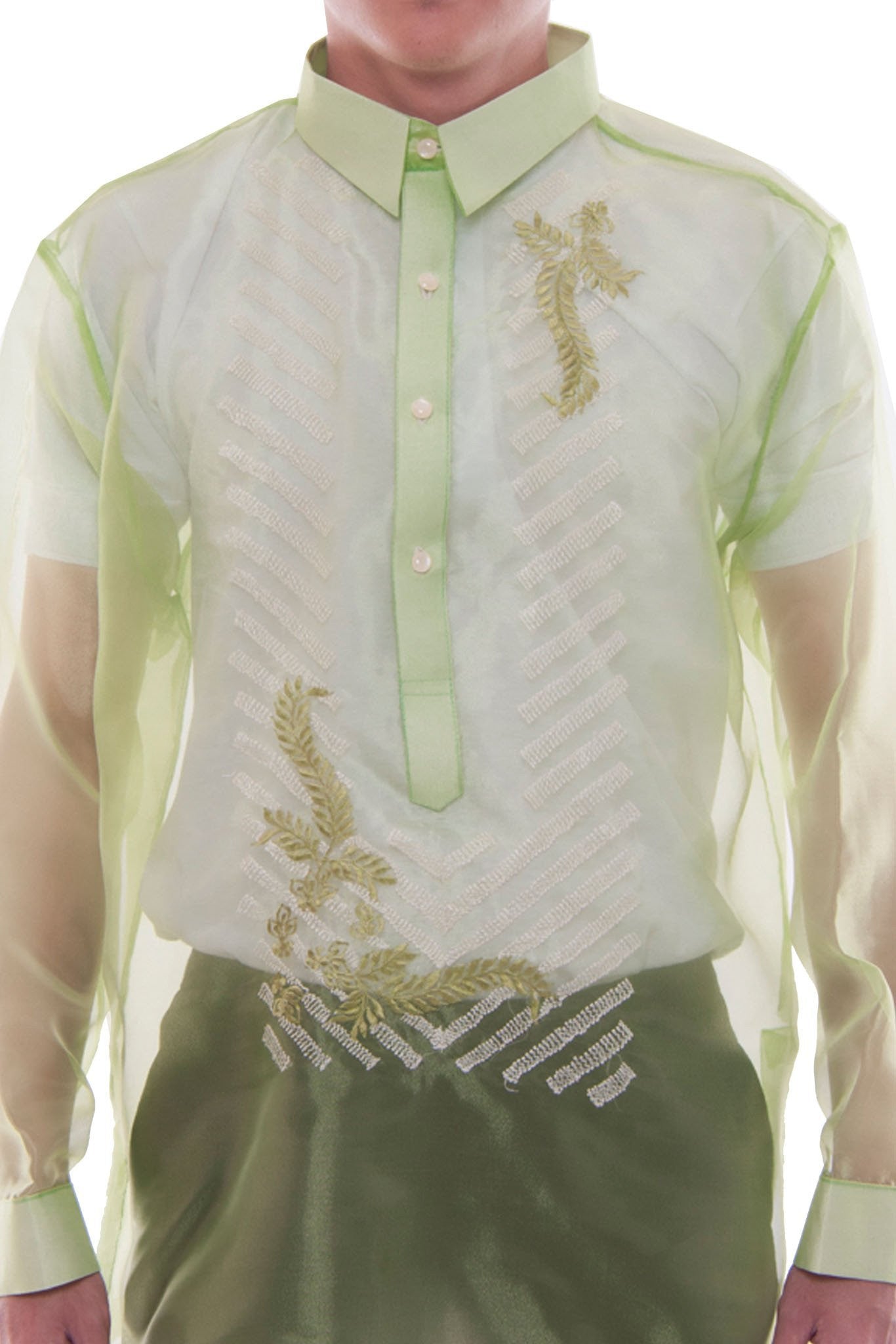 BARONG WAREHOUSE - MO17 - MADE-TO-ORDER - Organza Barong Tagalog Green