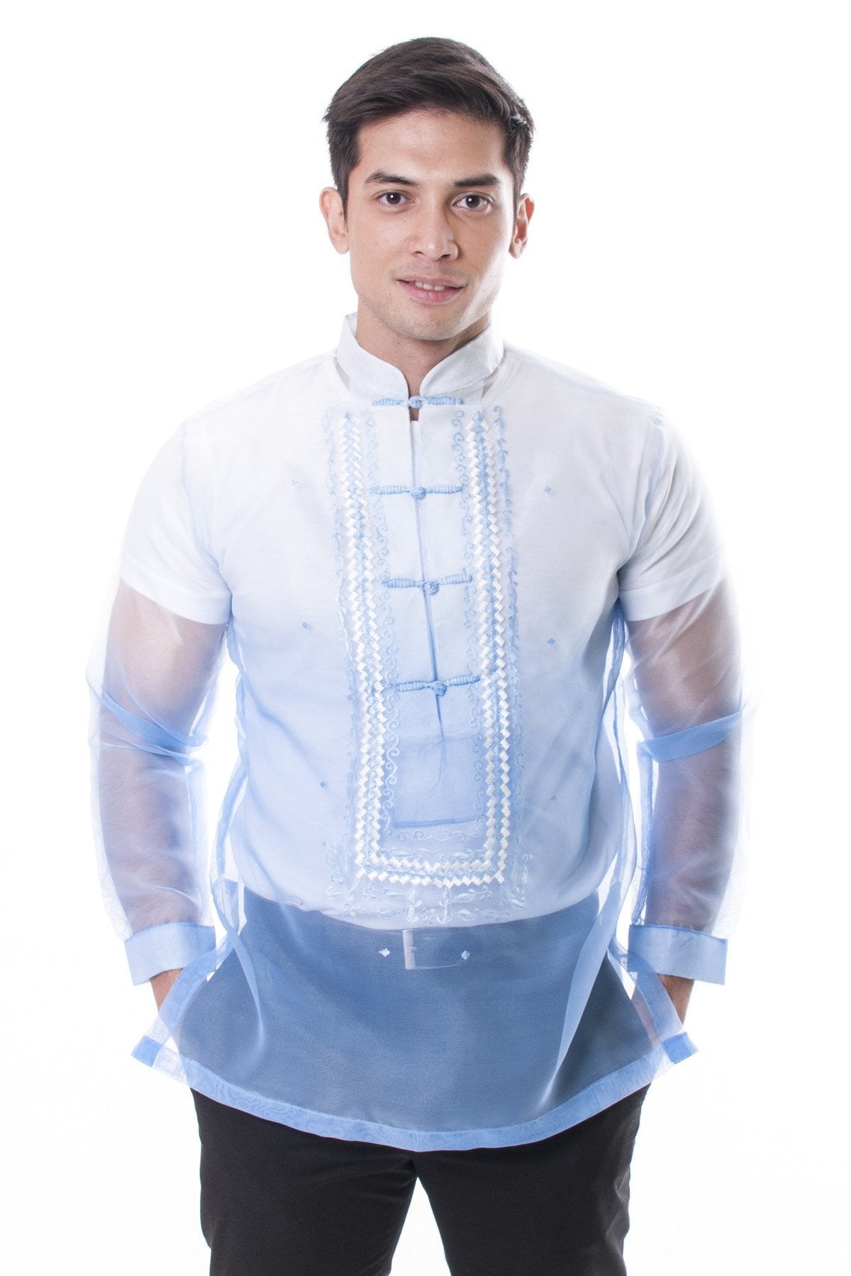 BARONG WAREHOUSE - MO15 - Organza Barong Tagalog Blue