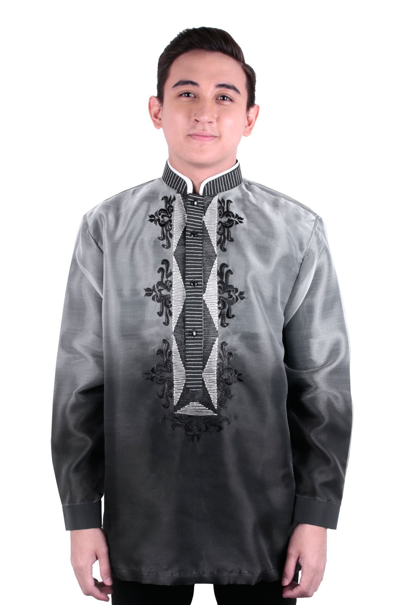 BARONG WAREHOUSE - MO30 - MADE-TO-ORDER - Organza Pina Barong Tagalog with Lining Black