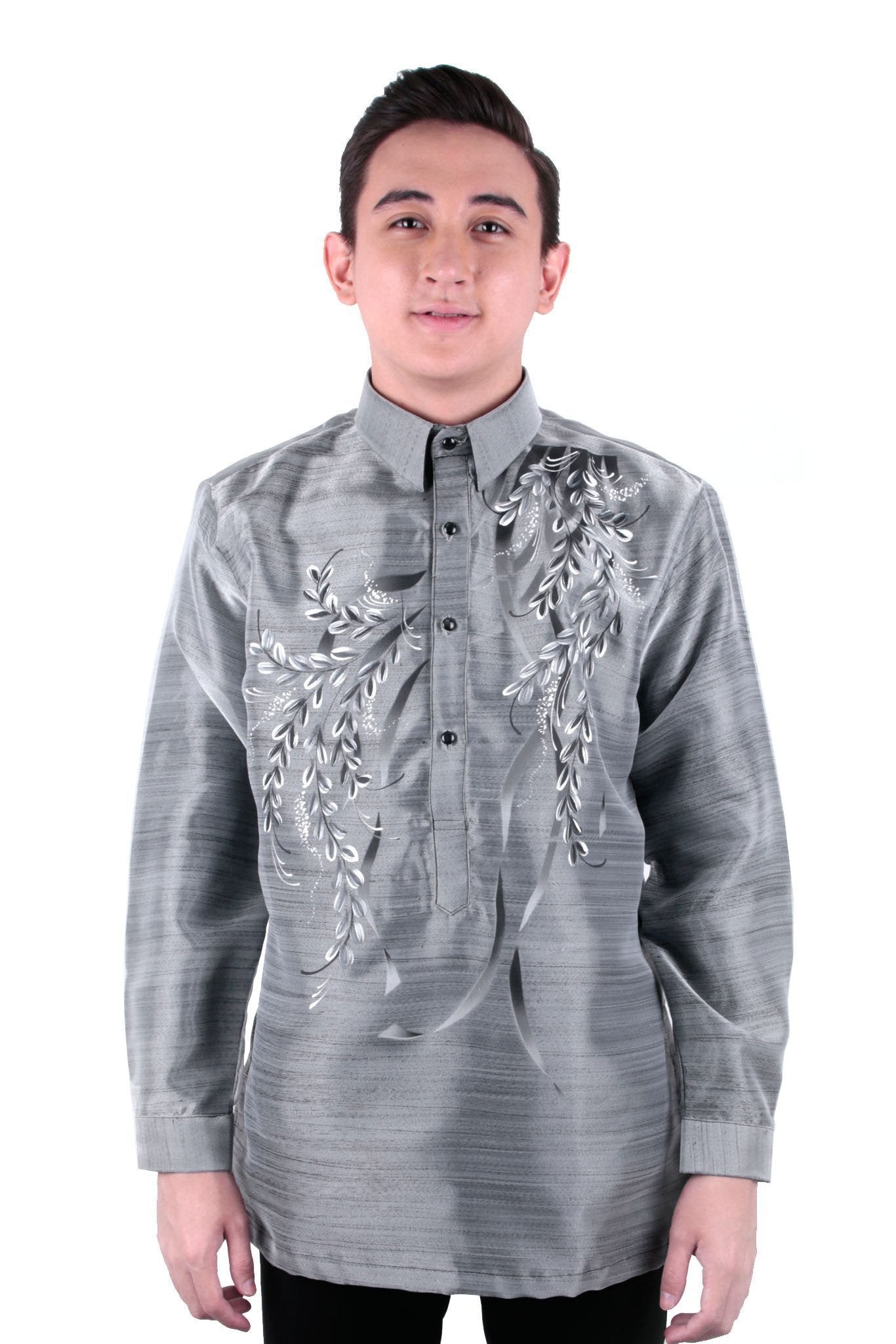 BARONG WAREHOUSE - MO29 - Organza Pina Barong Tagalog with Lining Gray