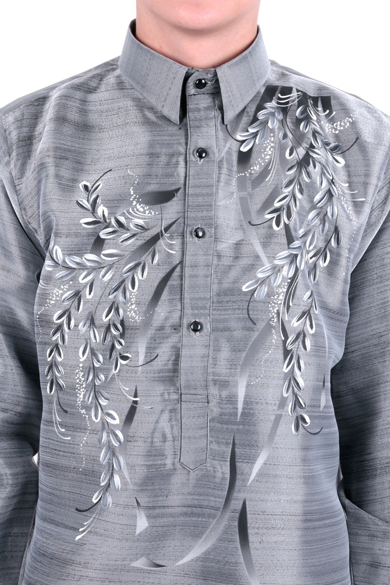 BARONG WAREHOUSE - MO29 - Organza Pina Barong Tagalog with Lining Gray