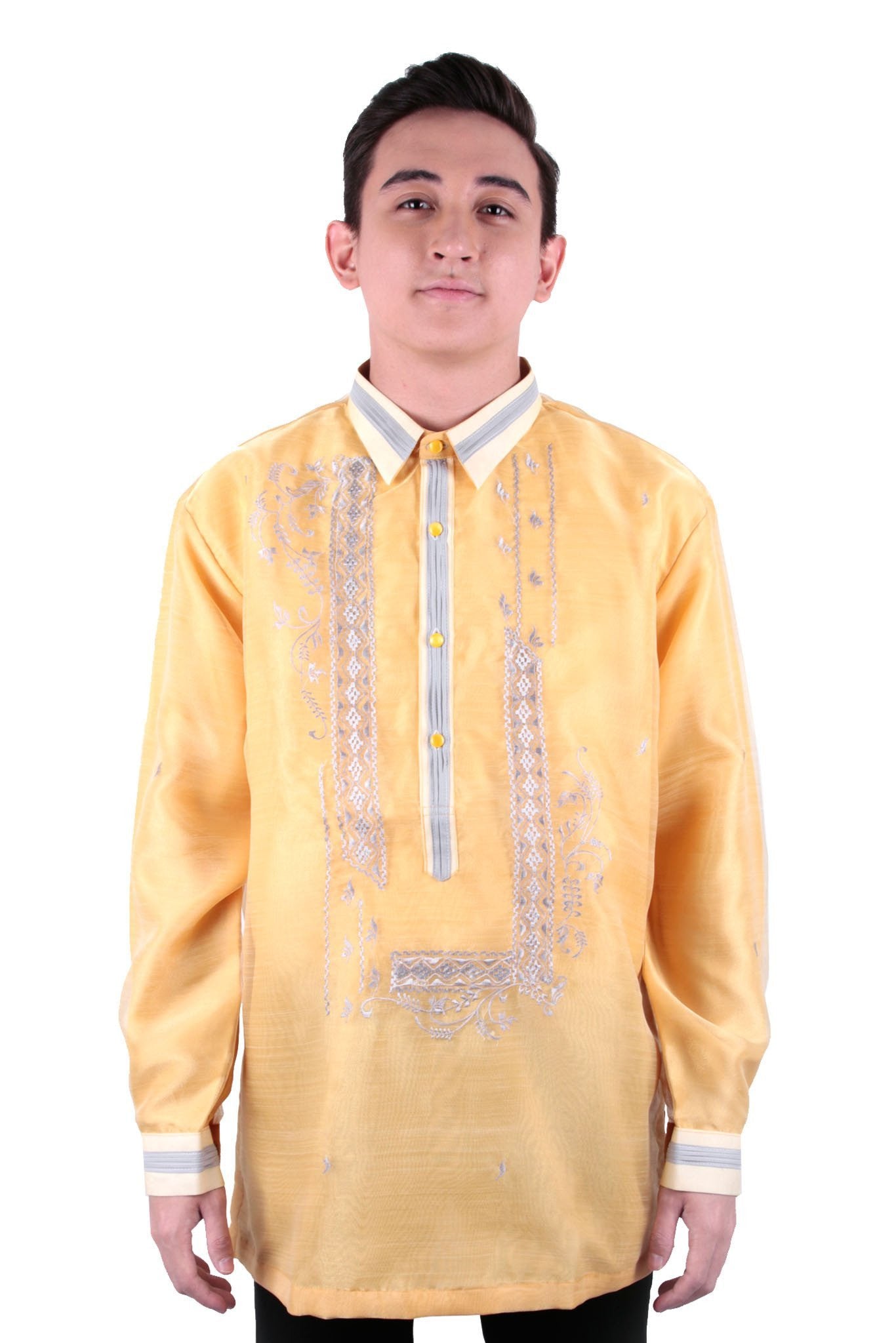 BARONG WAREHOUSE - MO24 - MADE-TO-ORDER - Organza Pina Barong Tagalog with Lining Gold