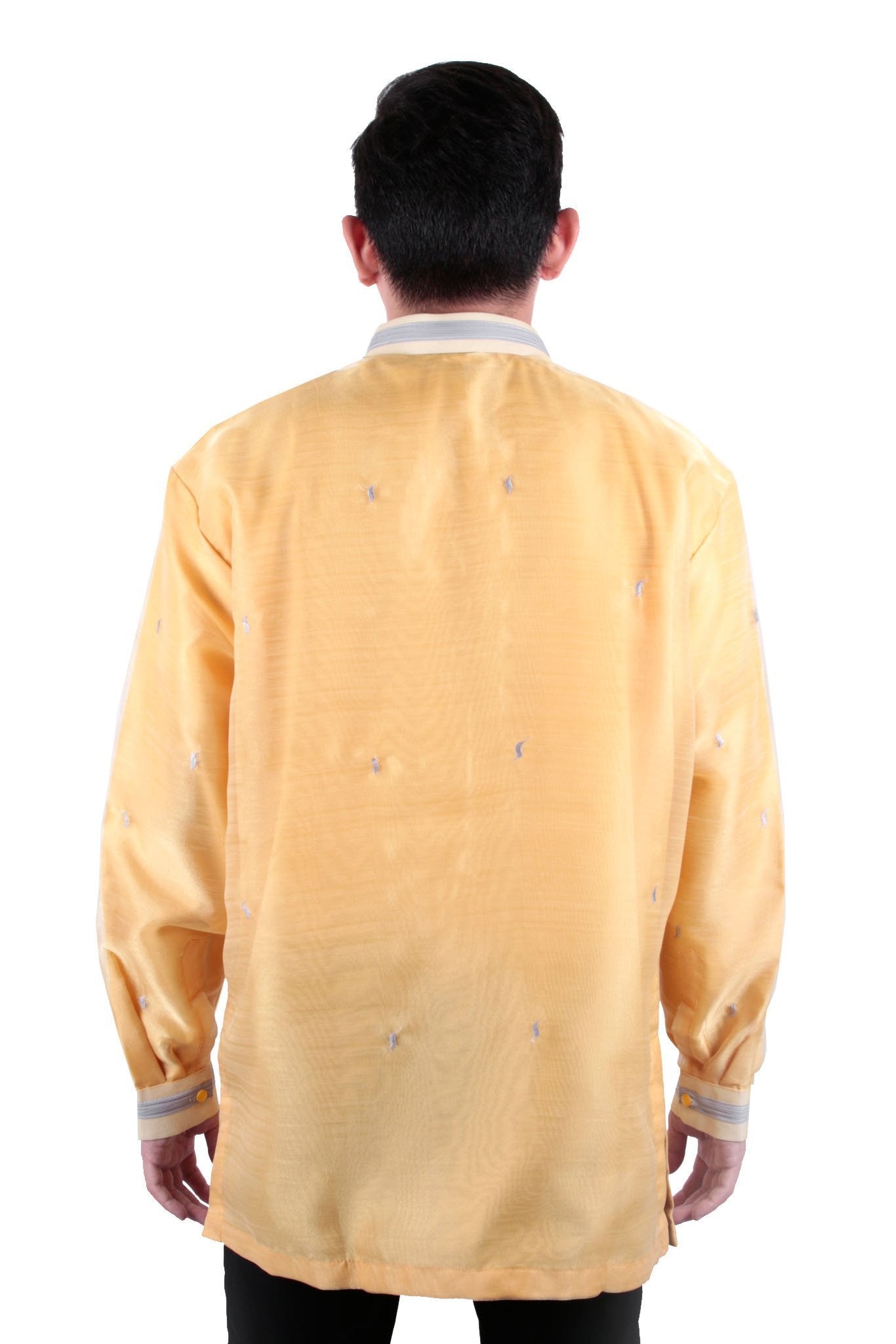 BARONG WAREHOUSE - MO24 - MADE-TO-ORDER - Organza Pina Barong Tagalog with Lining Gold