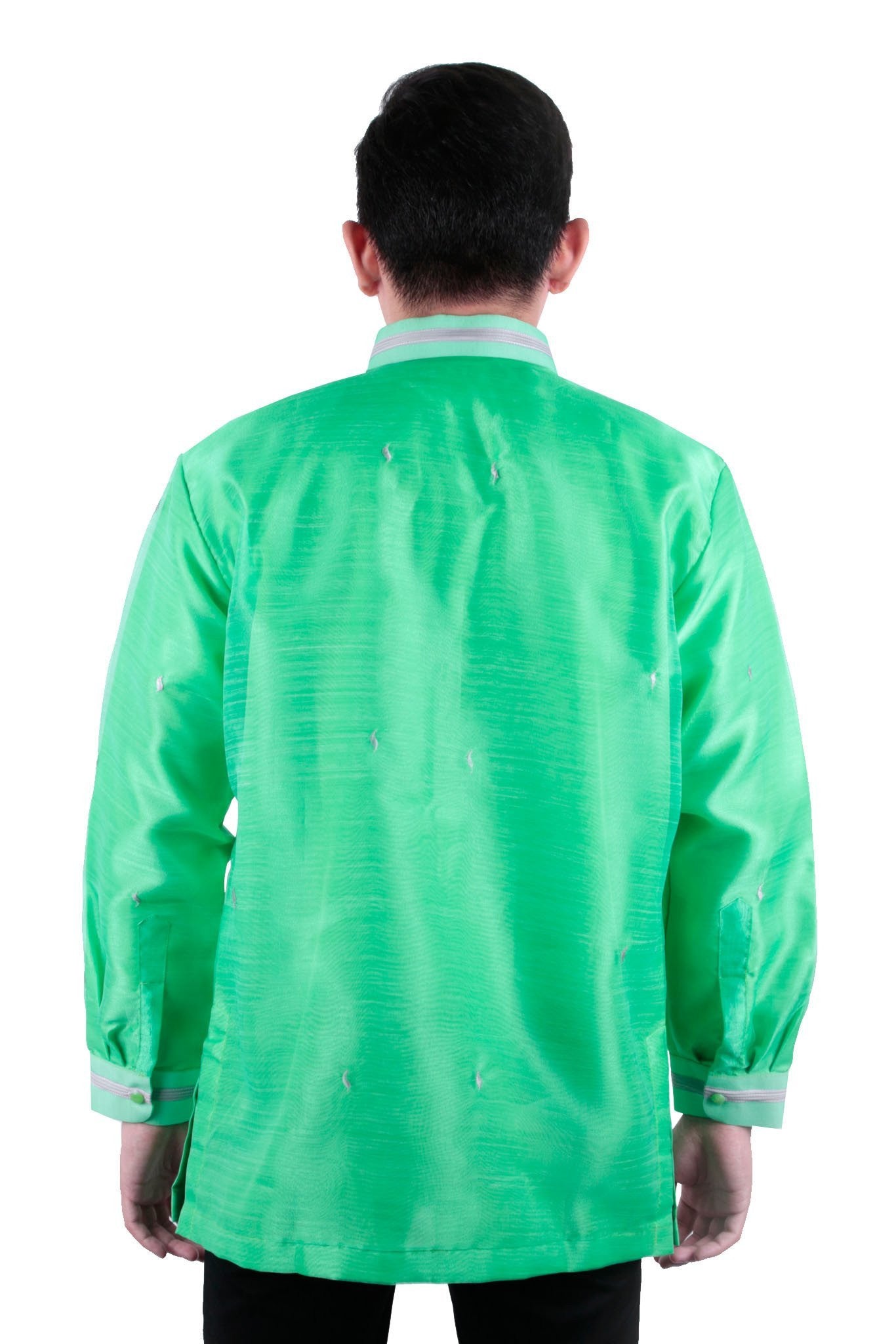 BARONG WAREHOUSE - MO25 - MADE-TO-ORDER - Organza Pina Barong Tagalog with Lining Bright Green